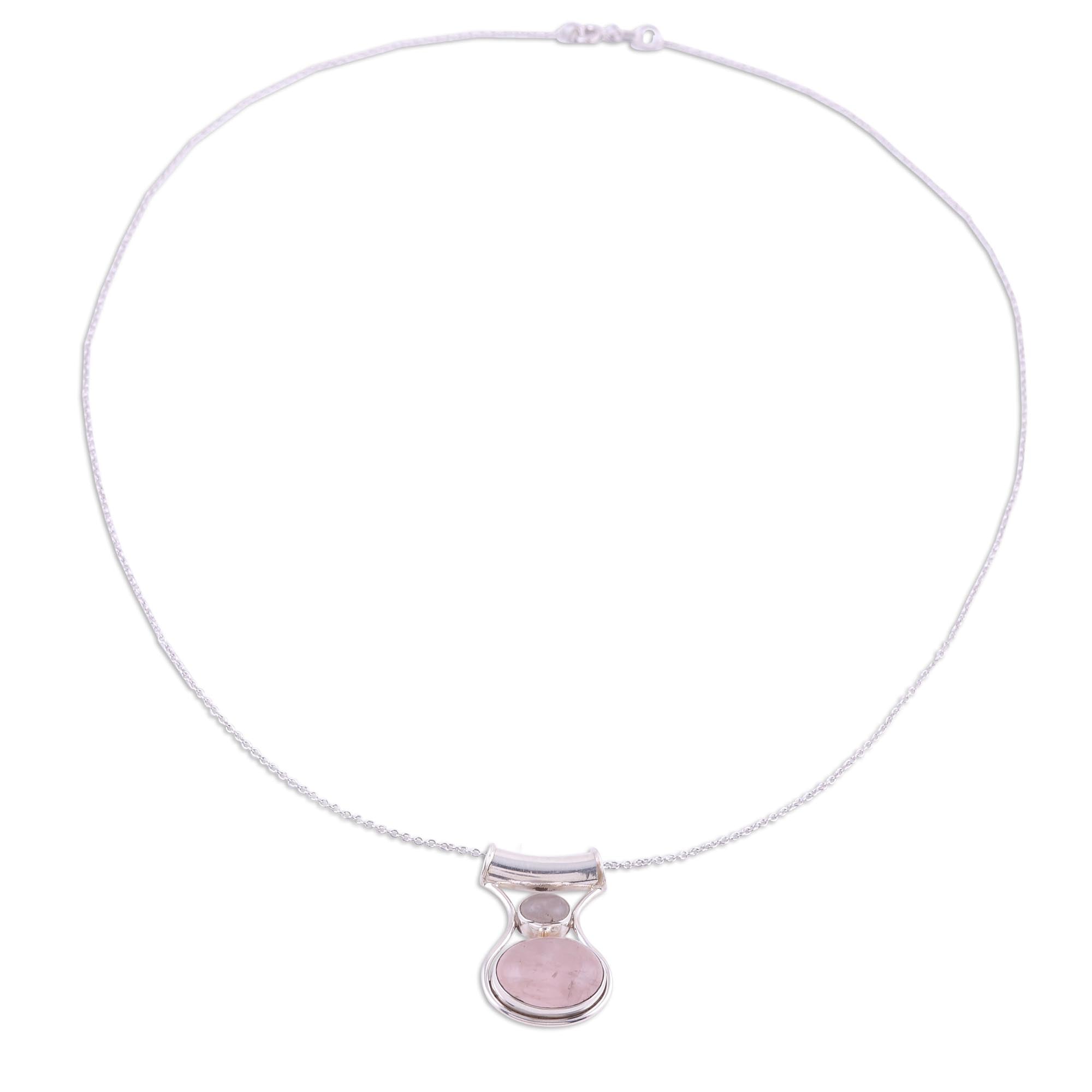 Premium Rose Quartz Sterling Silver Pendant Necklace – Timeless Elegance