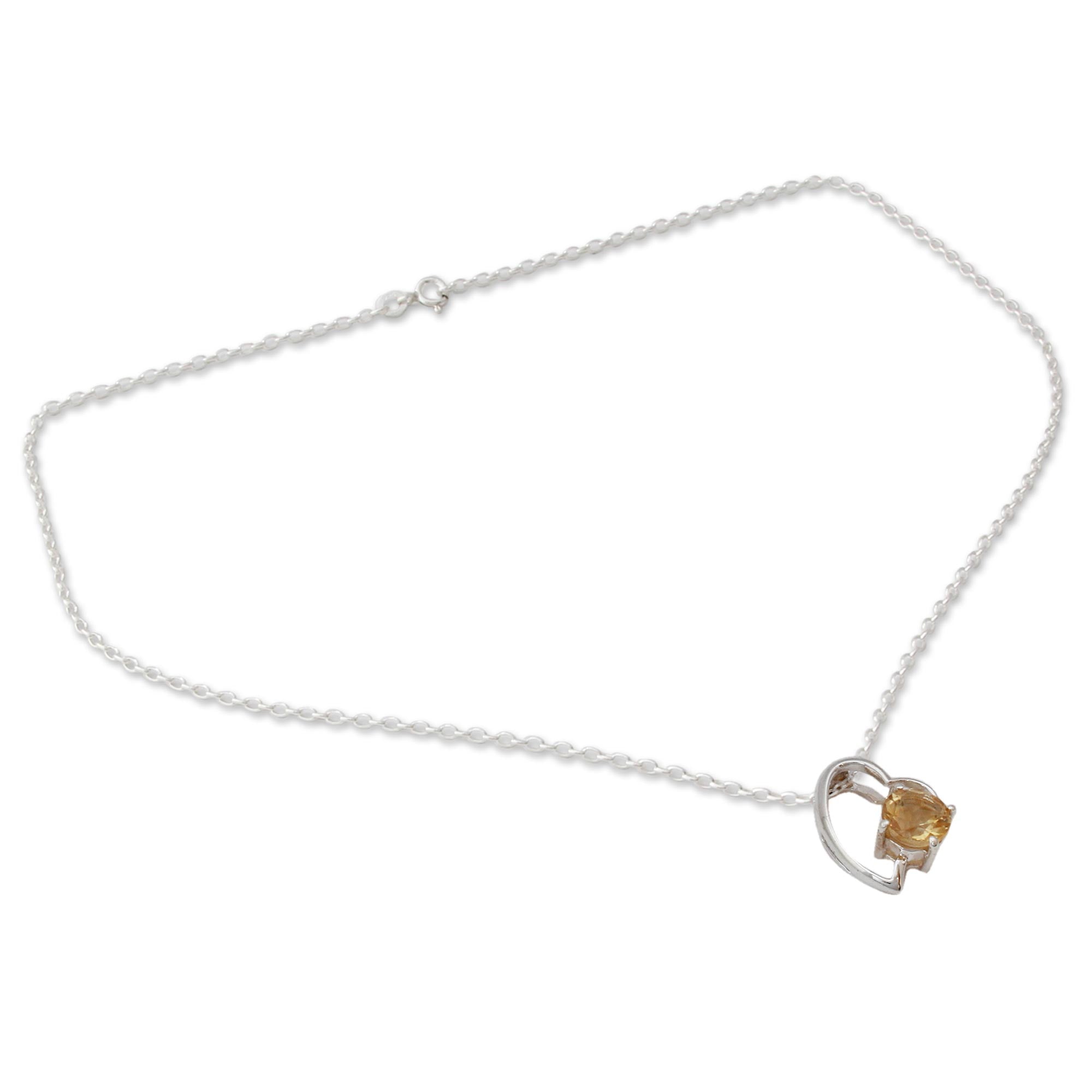 Premium Promise of Love Necklace – Sterling Silver & Citrine Heart Jewelry