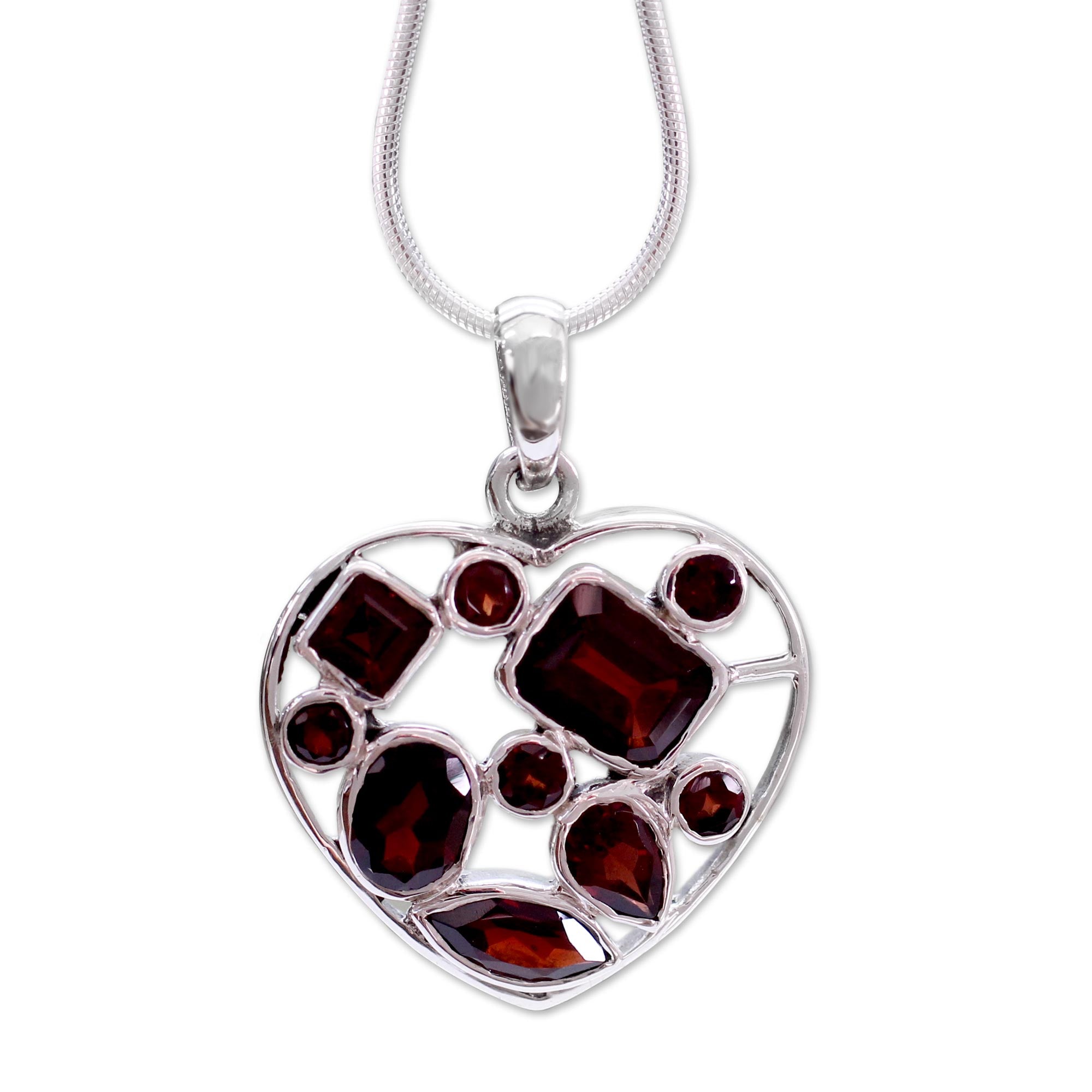 Premium My Love Garnet Heart Necklace - Ultimate Symbol of Affection