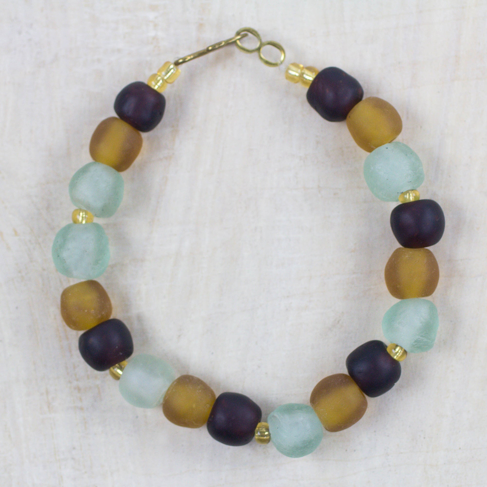 Premium Eco-Friendly Recycled Glass & Plastic Beaded Bracelet from Ghana