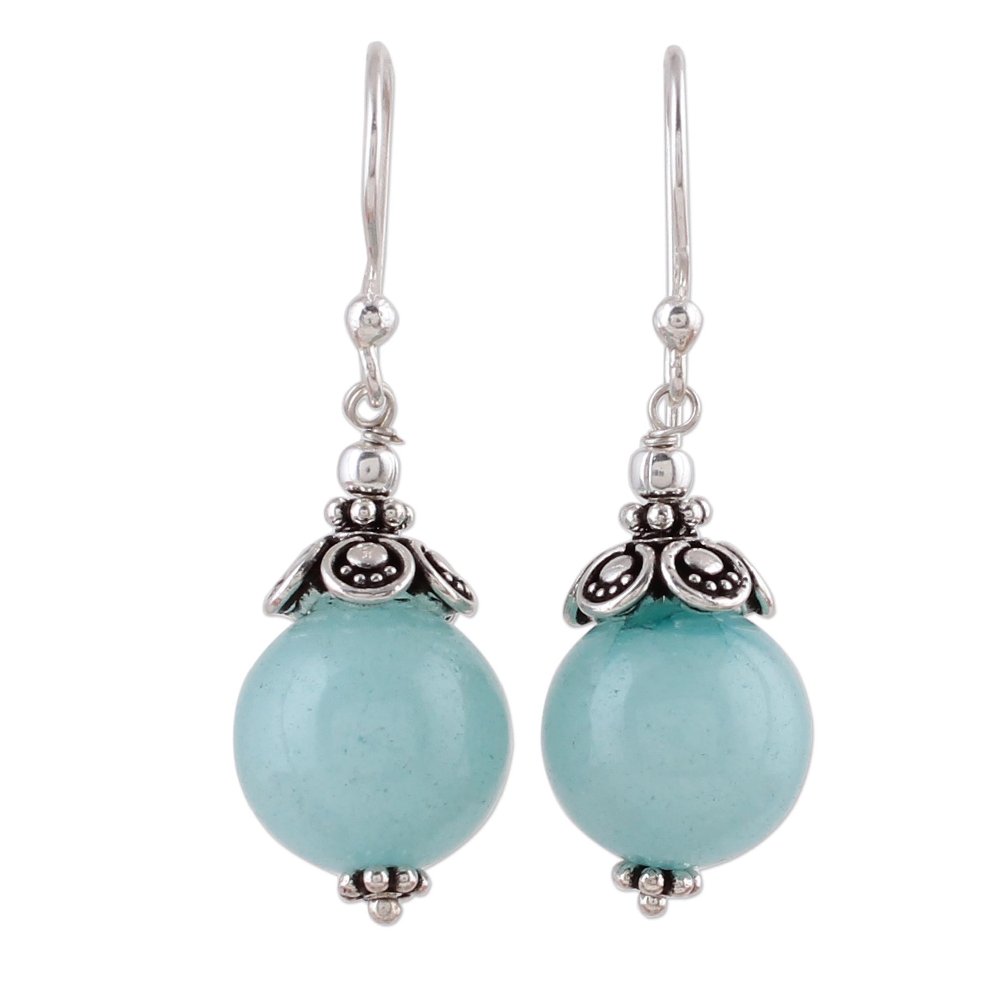 Premium Aqua Delight Sterling Silver Dangle Earrings with Aventurine