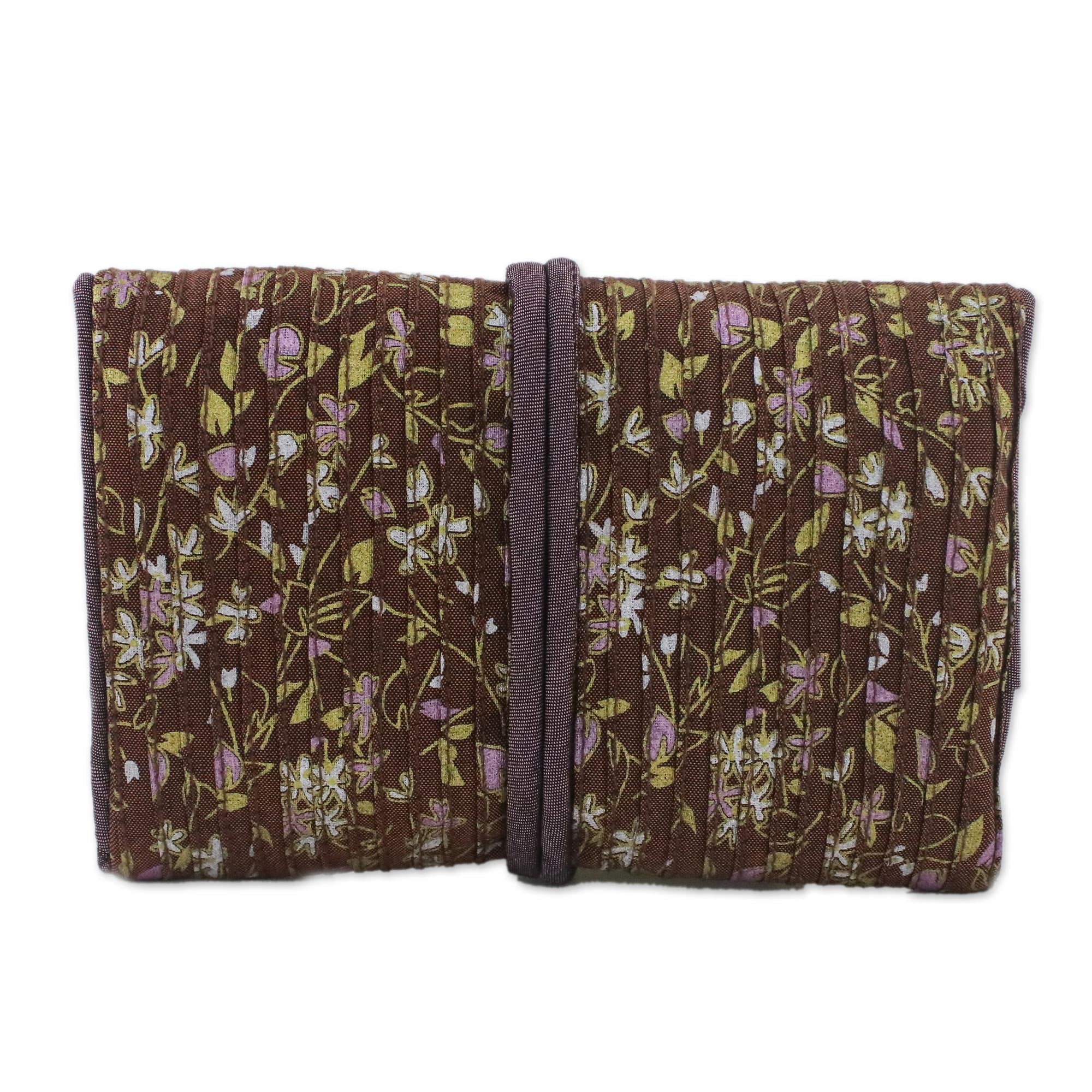 Premium Jewelry Roll - Rayon & Silk Blend with Floral Design from Thailand