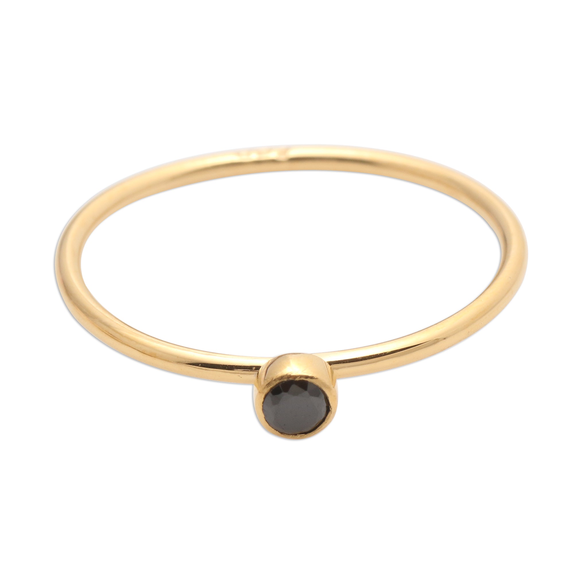 Premium Onyx Solitaire Ring - 18k Gold Plated Sterling Silver