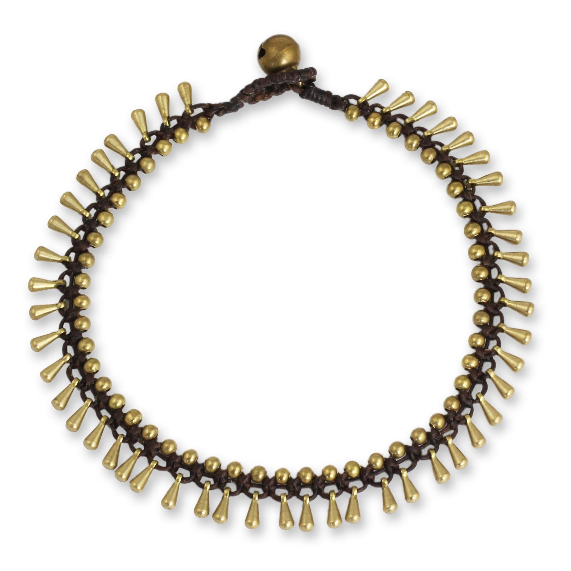 Premium Thai-Inspired Brass Beaded Anklet with Charming Bells