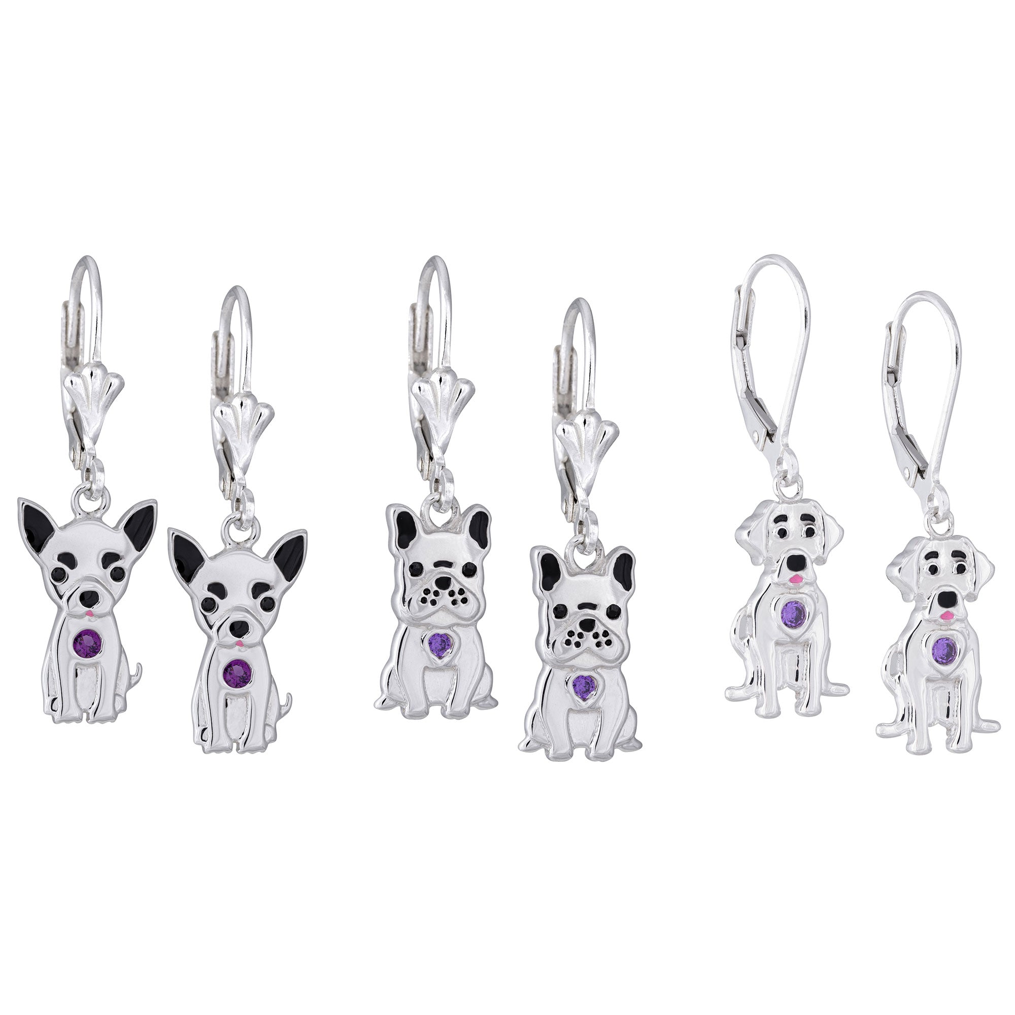 Premium Sterling Silver & Crystal Dog Lover Earrings