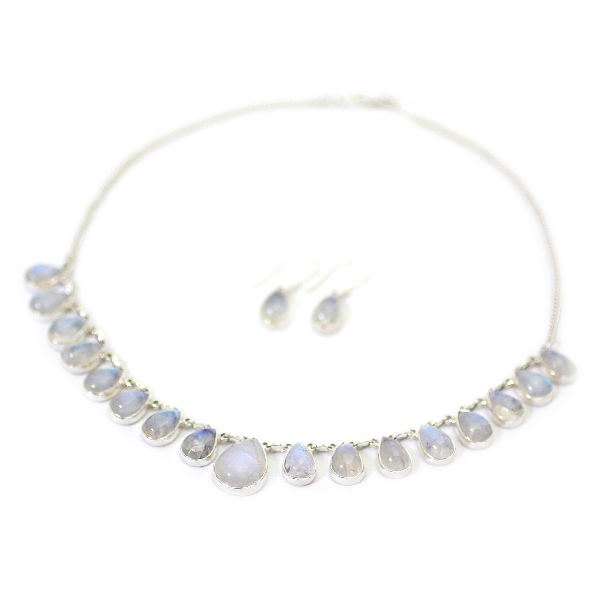 Premium Morning Glow Moonstone & Silver Jewelry Set