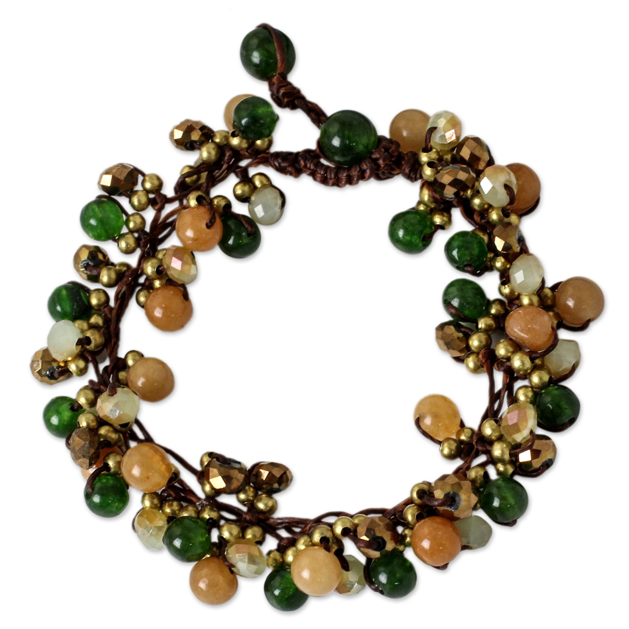 Premium Tropical Cattlelaya Artisan Beaded Bracelet - Green & Yellow Elegance