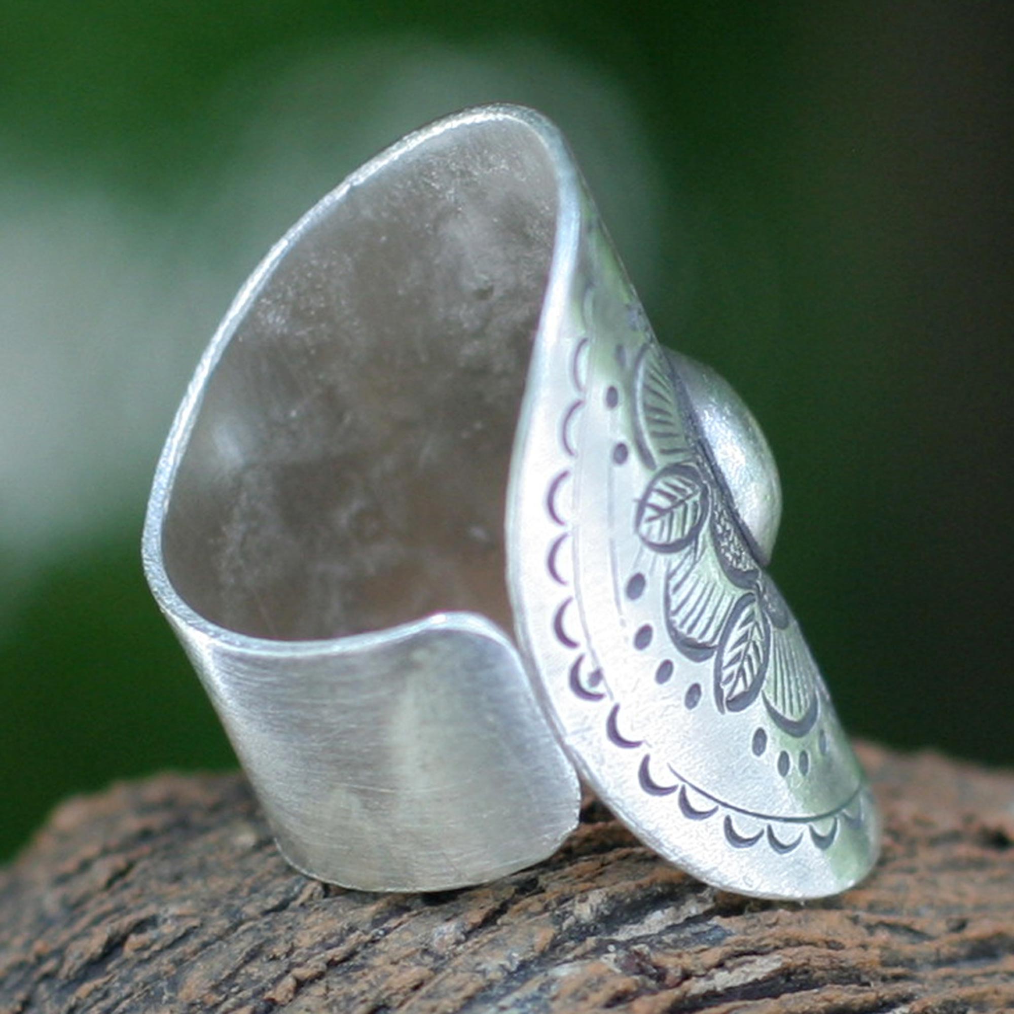 Premium Majestic Sunflower Sterling Silver Wrap Ring