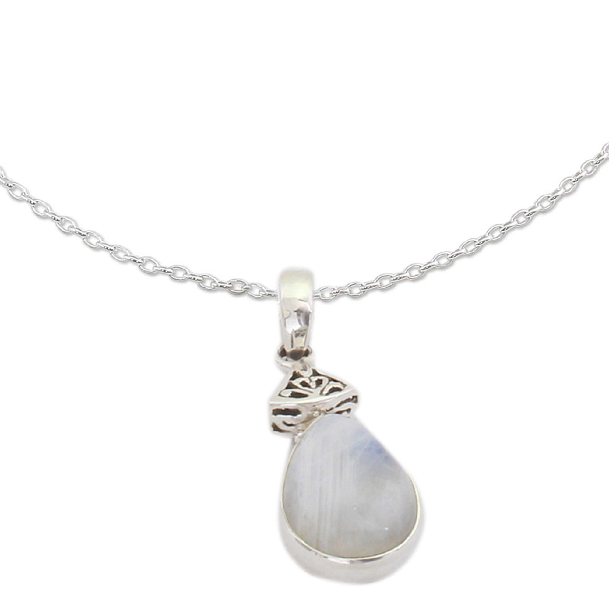 Premium Icy Droplet Moonstone Necklace - Handcrafted Elegance