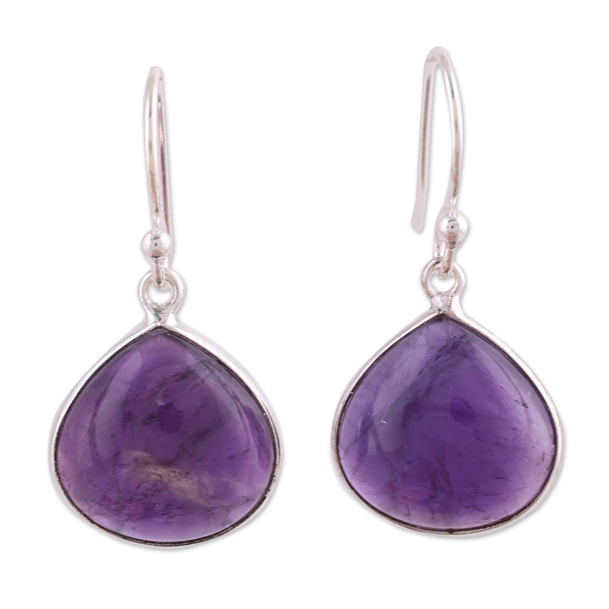 Premium Dancing Soul Amethyst Dangle Earrings - Handcrafted Elegance