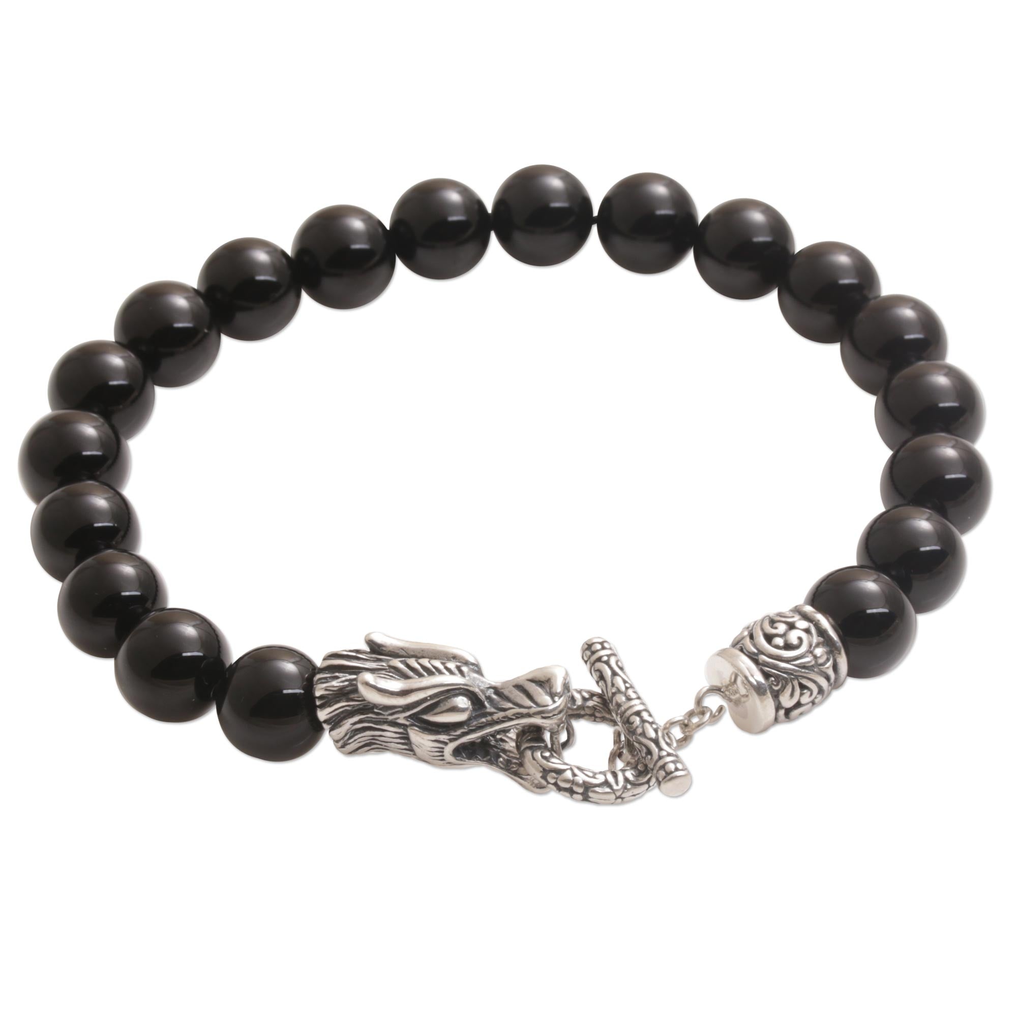 Premium Dragon Glory Bracelet for Men - Sterling Silver & Onyx