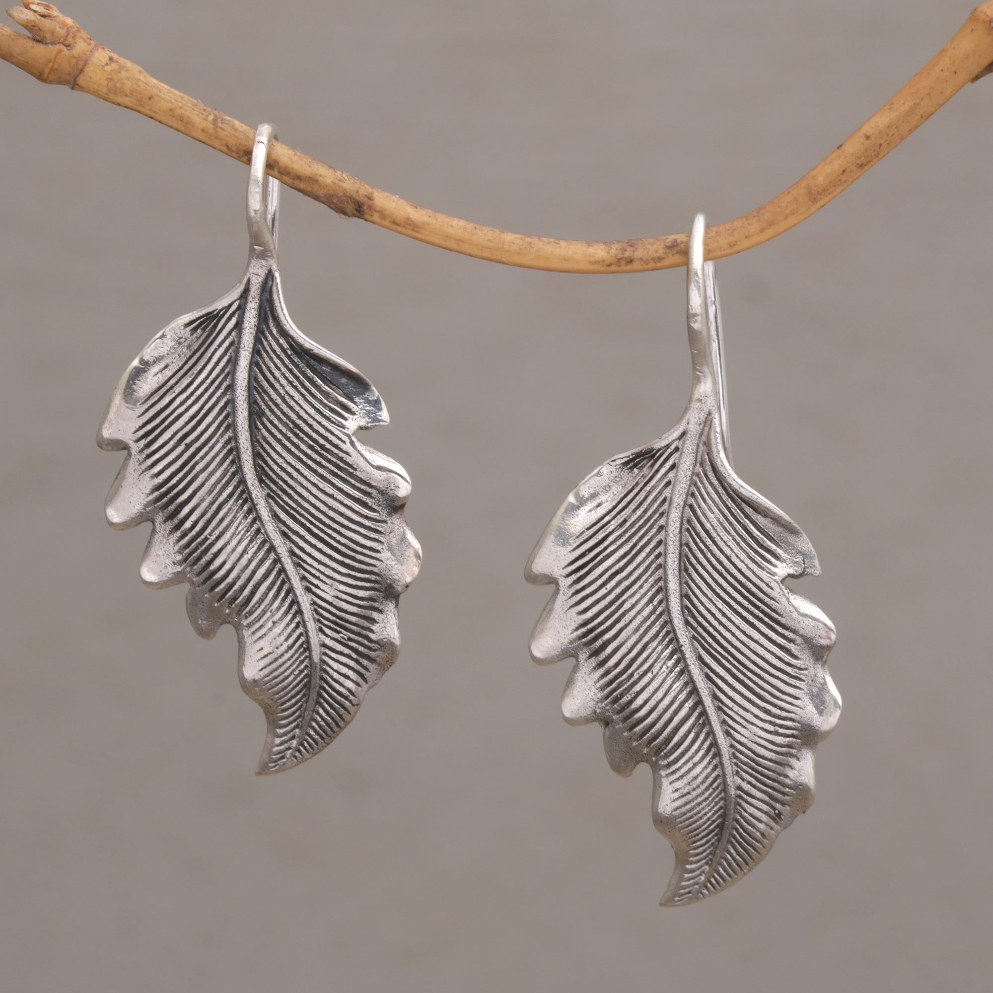 Premium Silver Leaf Drop Earrings - Handcrafted Elegance