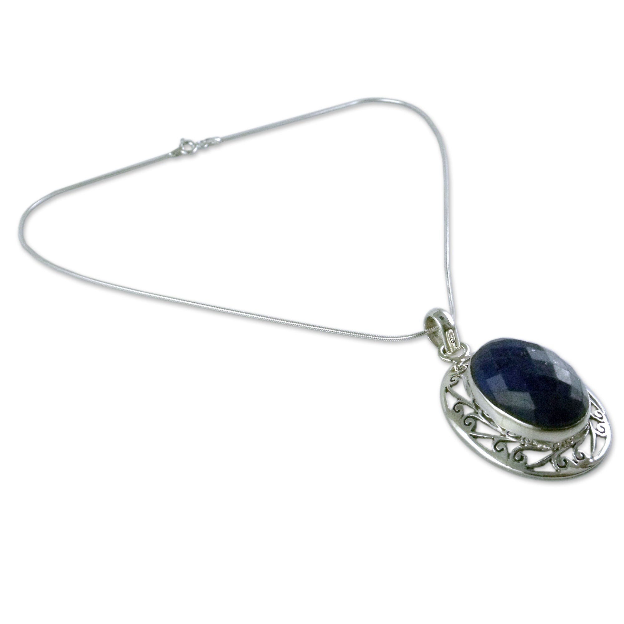 Premium Seductive Blue Sterling Silver Necklace - Handmade Elegance