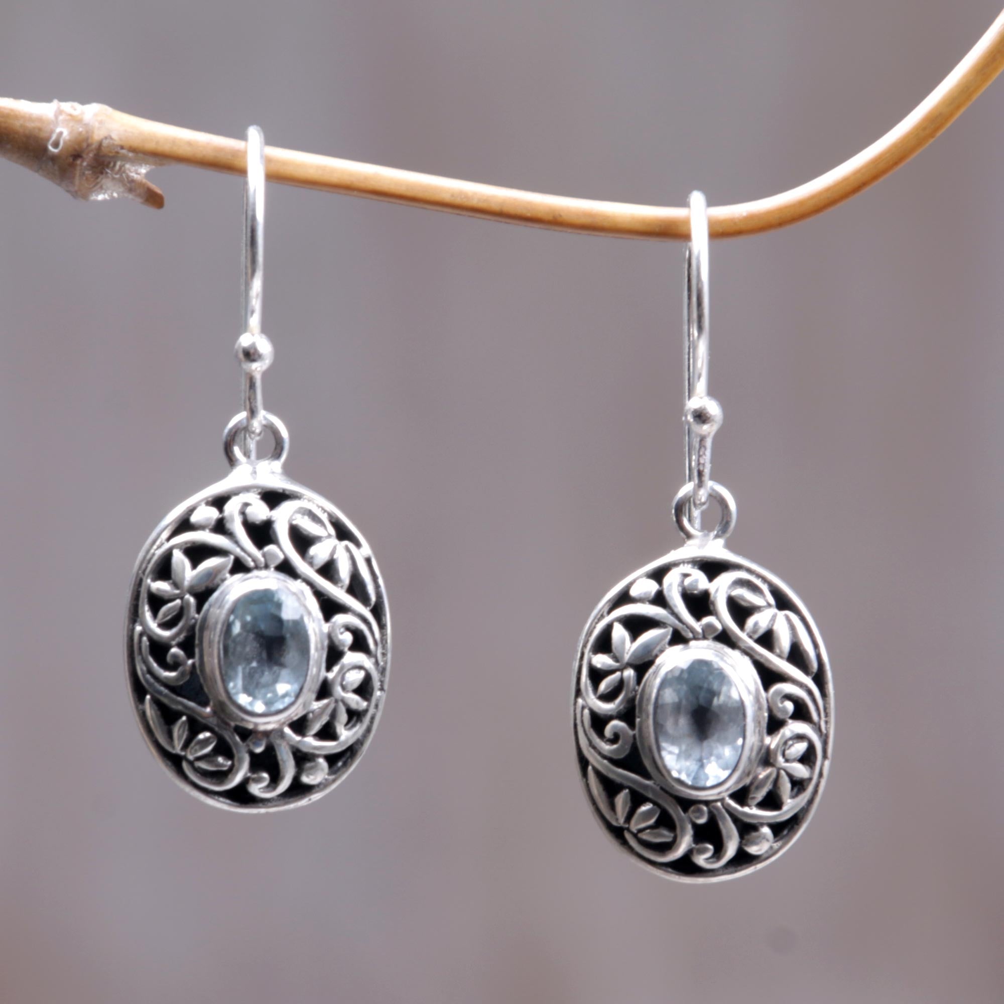 Premium Blue Topaz Sterling Silver Dangle Earrings - Ultimate Elegance
