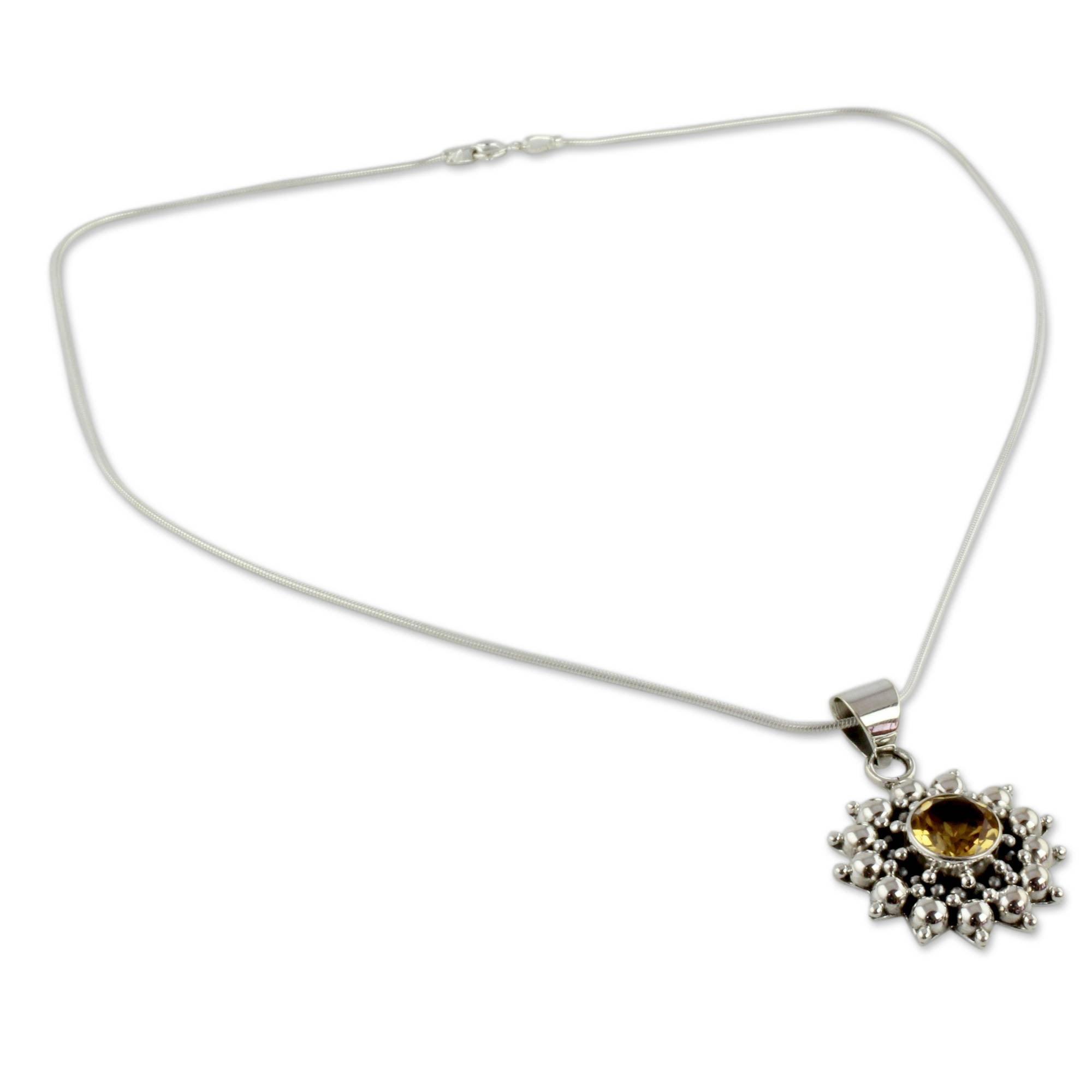 Premium Star Citrine & Sterling Silver Pendant Necklace - Handcrafted Elegance