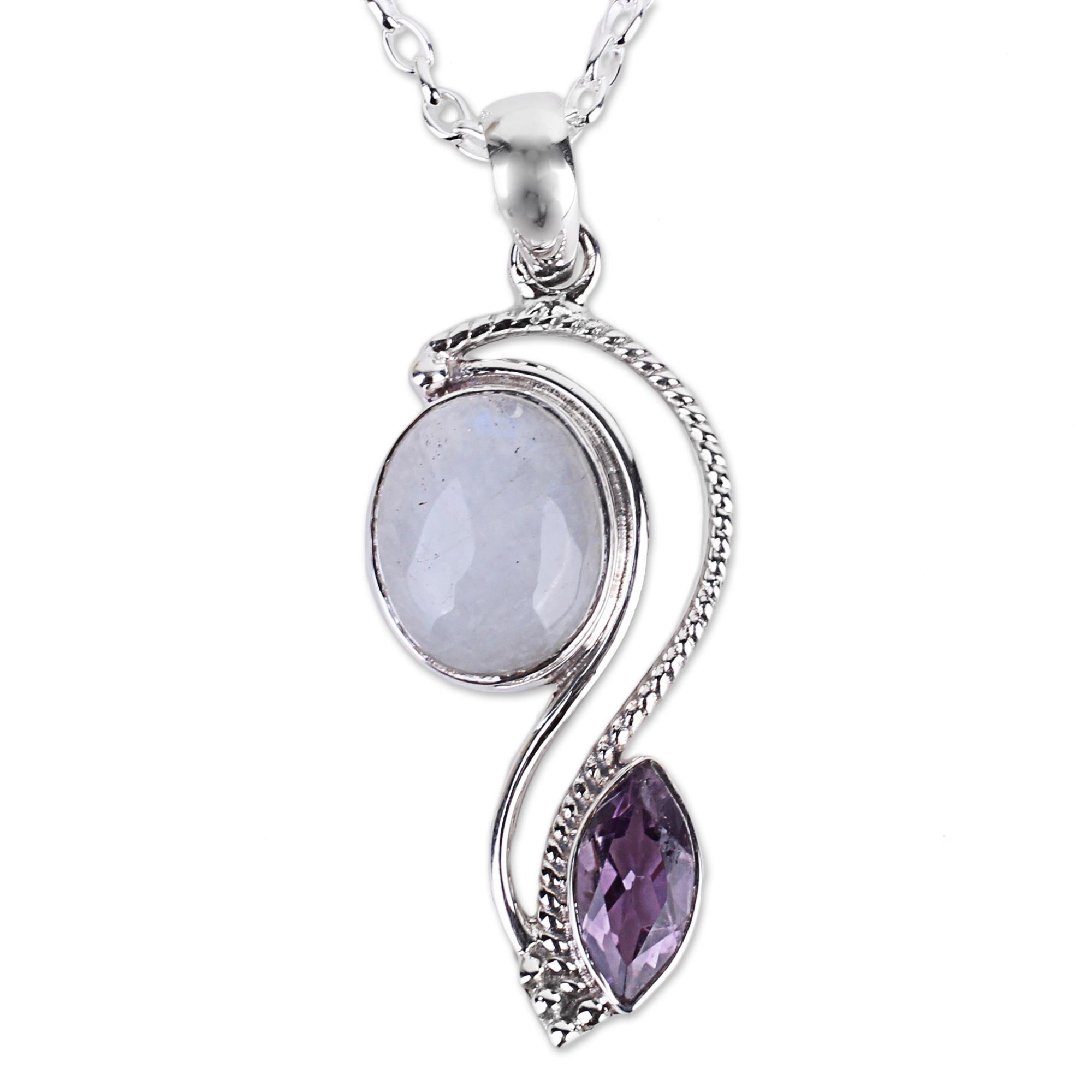 Premium Multi-Gem Sterling Silver Pendant Necklace - Handcrafted Elegance