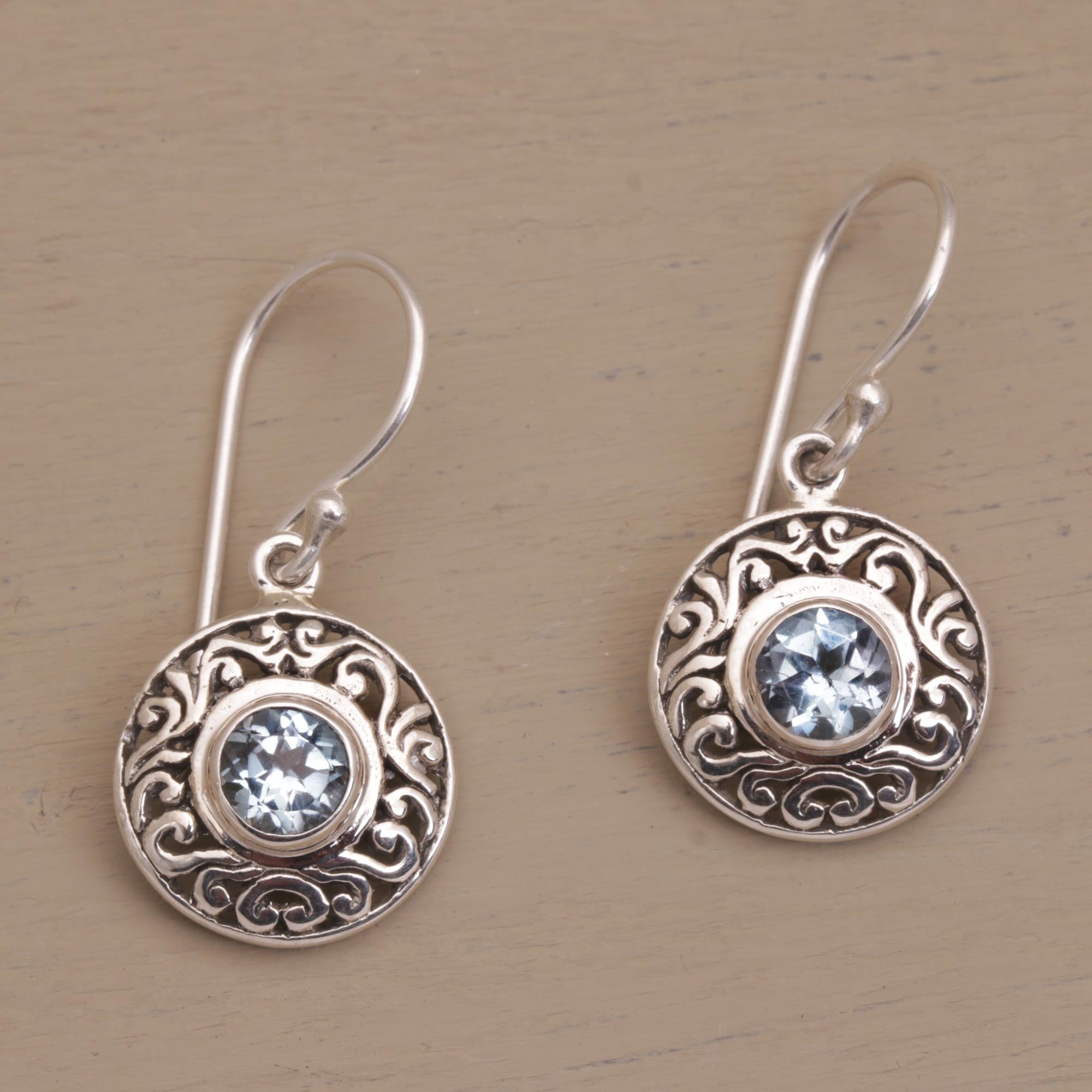 Premium Sterling Silver Blue Topaz Earrings – Handcrafted Elegance
