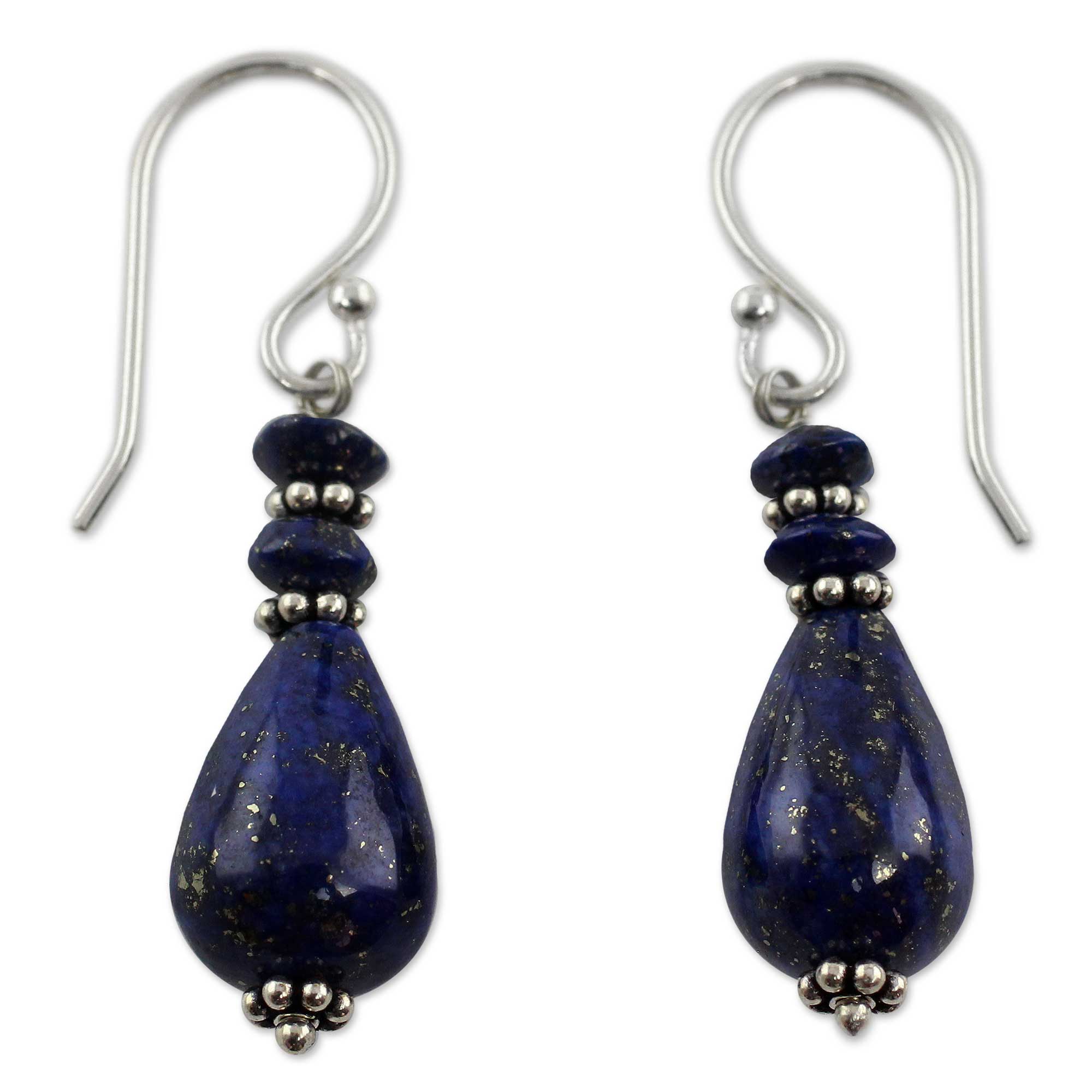 Premium Lapis Lazuli Sterling Silver Earrings - Delhi Dusk Collection