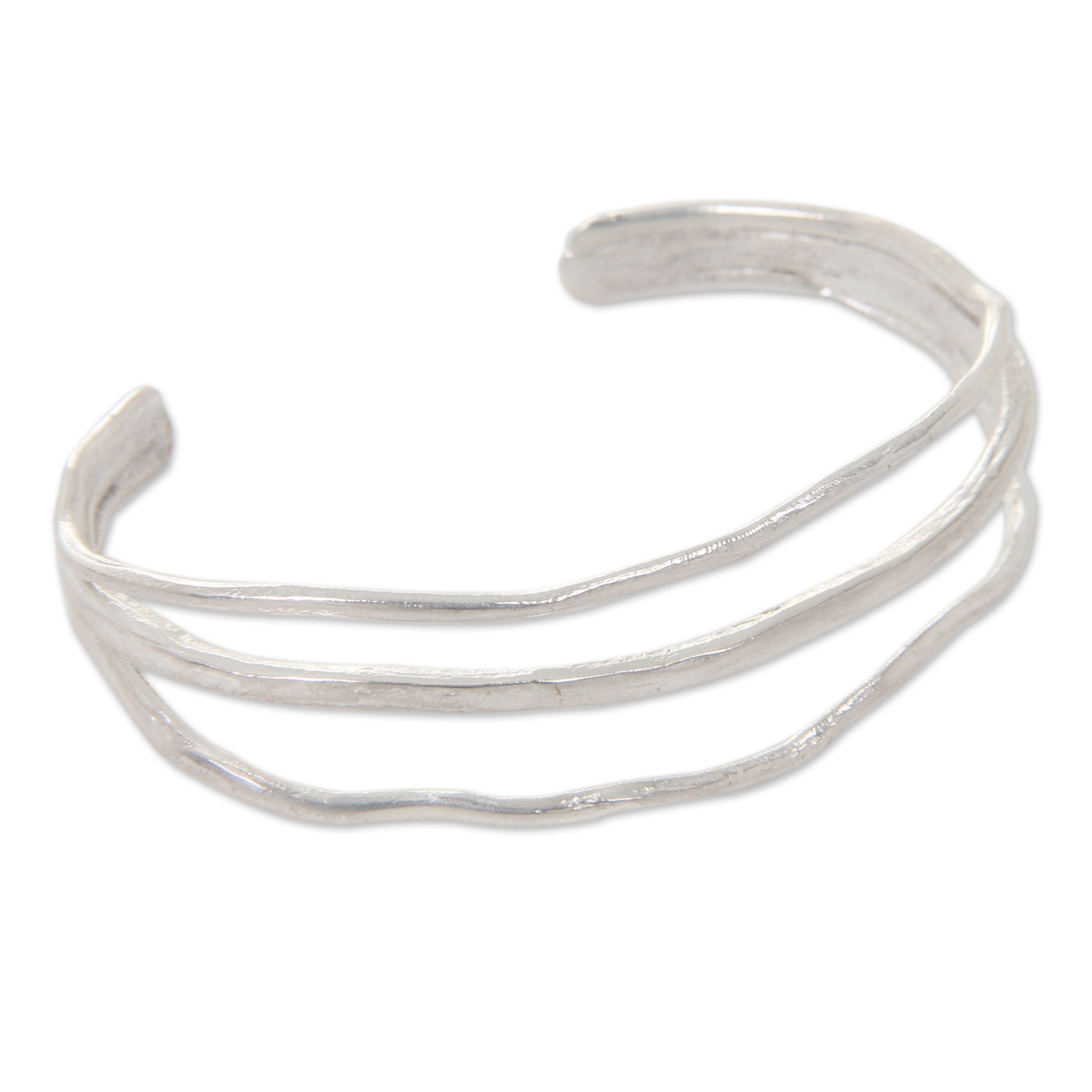 Premium Antiqued Silver Plated Handmade Cuff Bracelet - Rustic Elegance from Bali