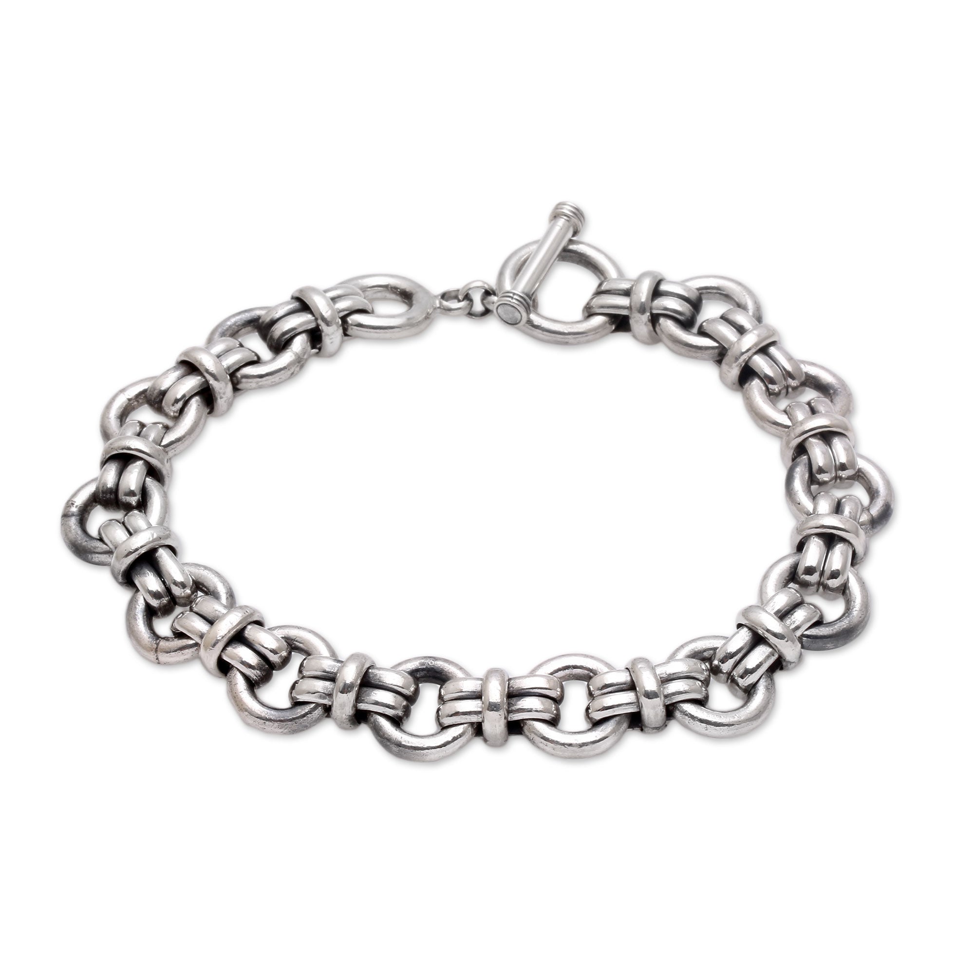 Premium Wanen Links Men's Sterling Silver Bracelet - Handcrafted in Bali