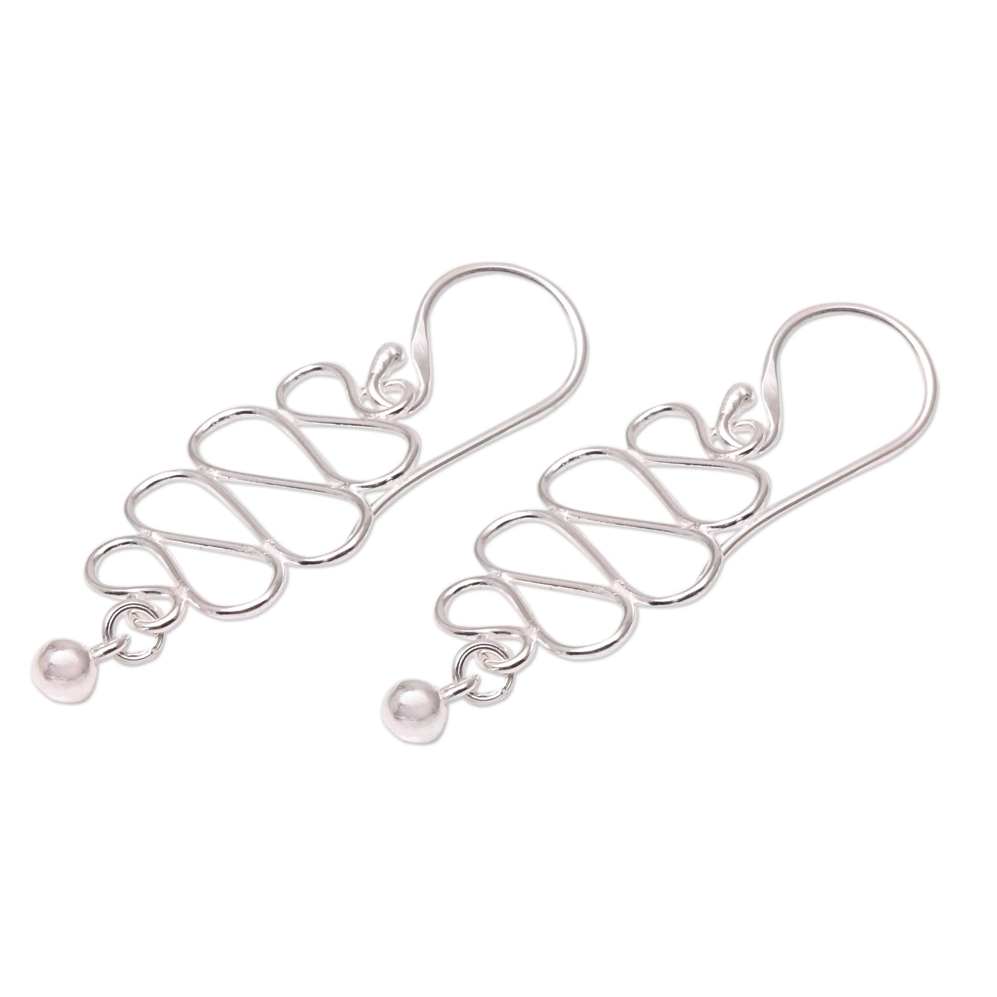 Premium Bali Current Wavy Sterling Silver Dangle Earrings - Handcrafted in Bali