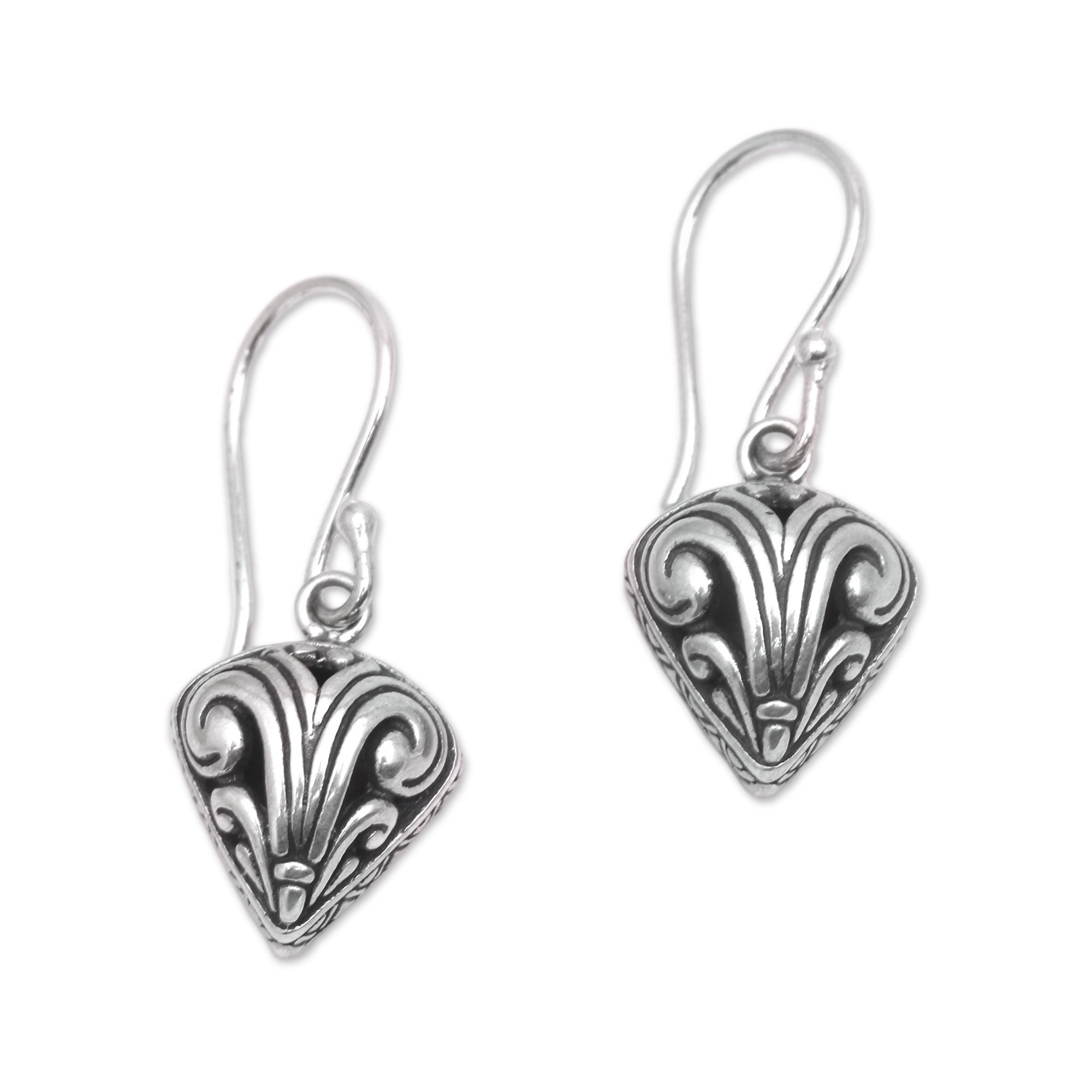 Premium Sterling Silver Swirl Dangle Earrings – Handcrafted in Bali