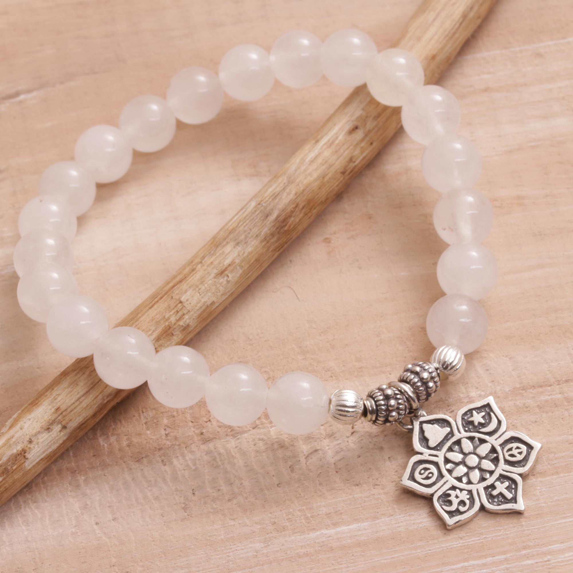 Premium Unity Flower Moonstone Bracelet - Handmade Spiritual Jewelry