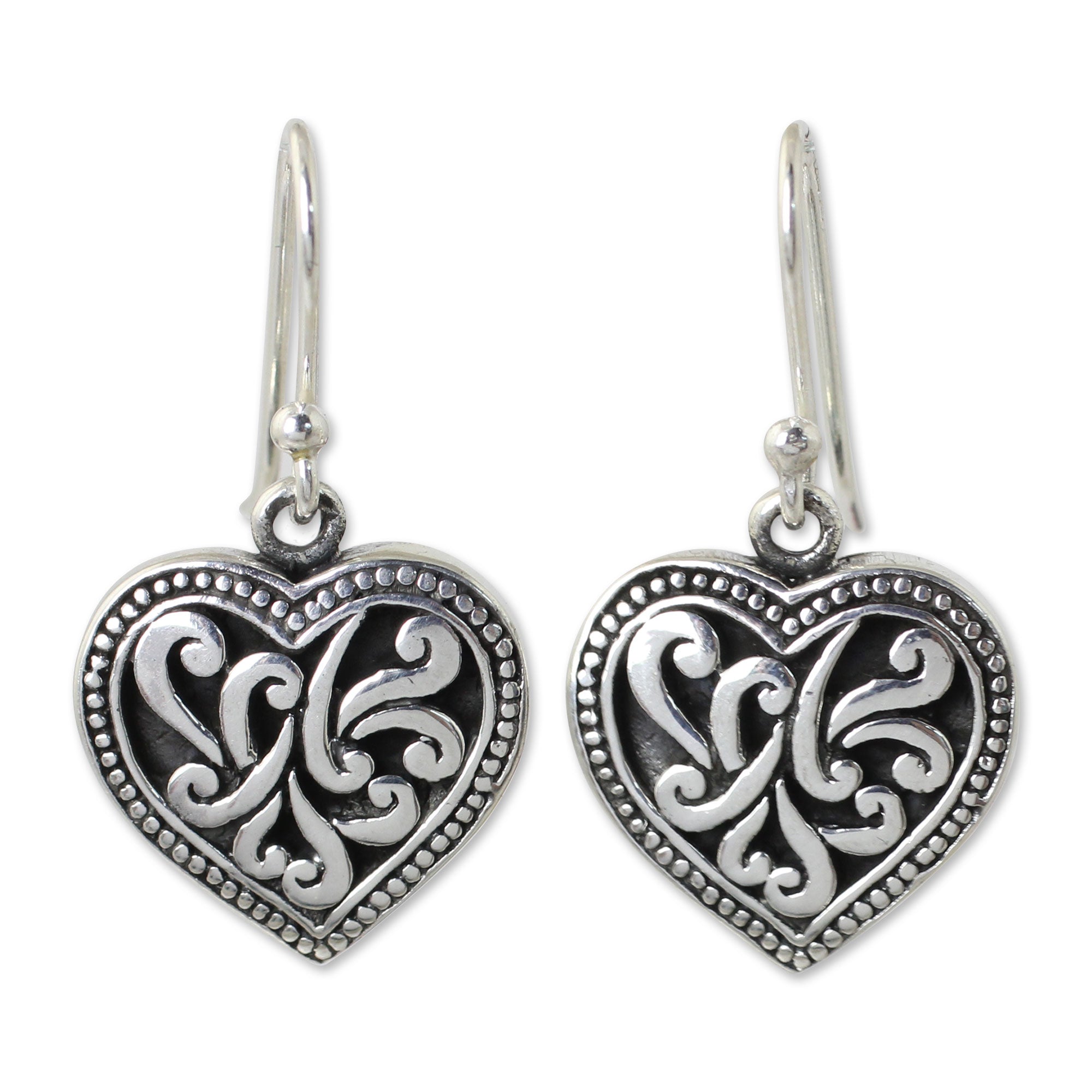 Premium Romantic Heart Dangle Earrings - Handmade Sterling Silver Jewelry