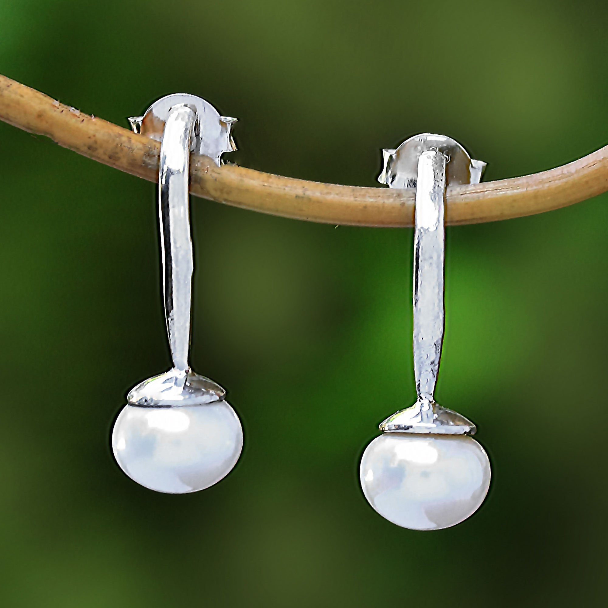 Premium Goddess Teardrops: Luxurious White Cultured Pearl Drop Earrings from Bali