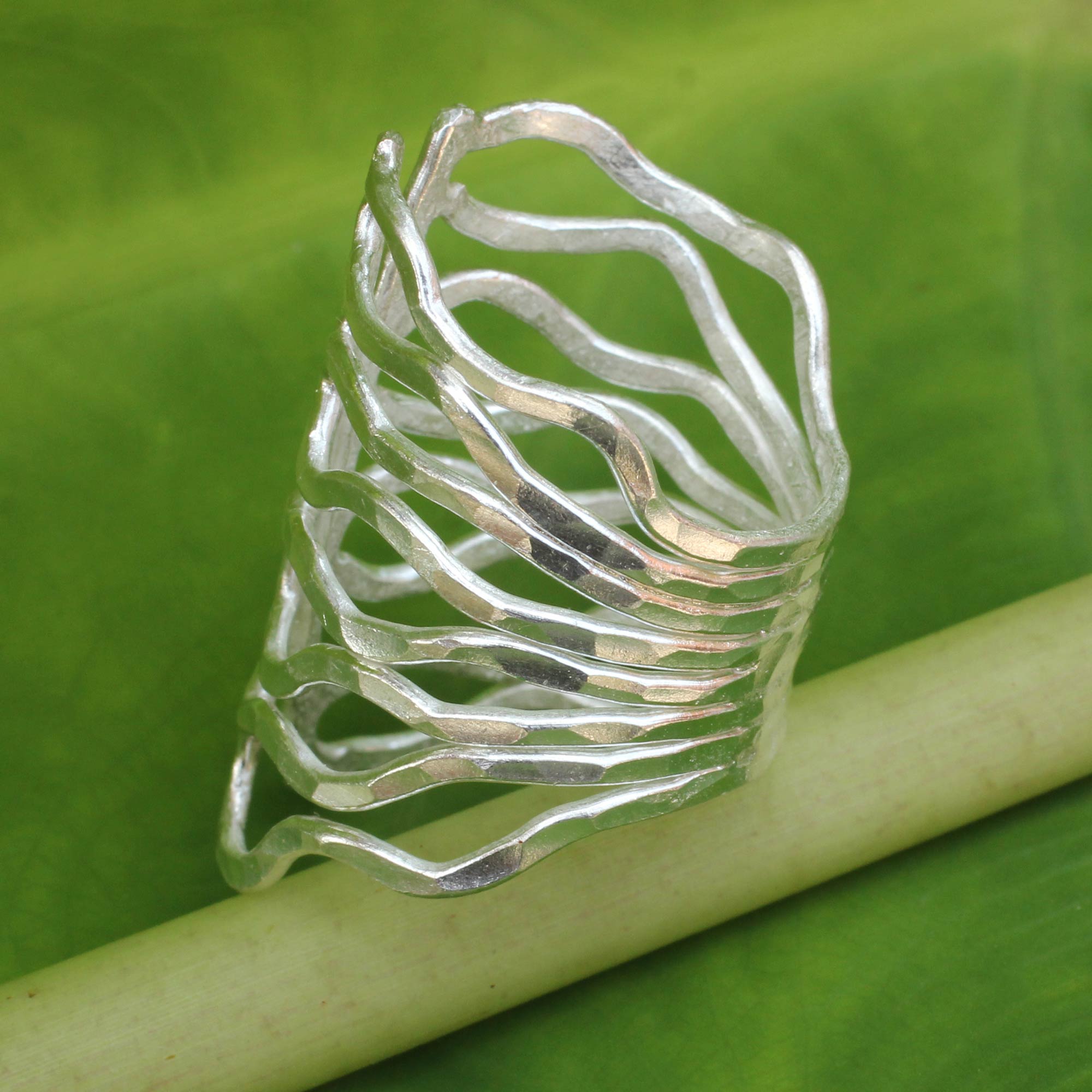 Premium Monarch Thai Hammered Silver Wrap Ring - Ultimate Butterfly Design