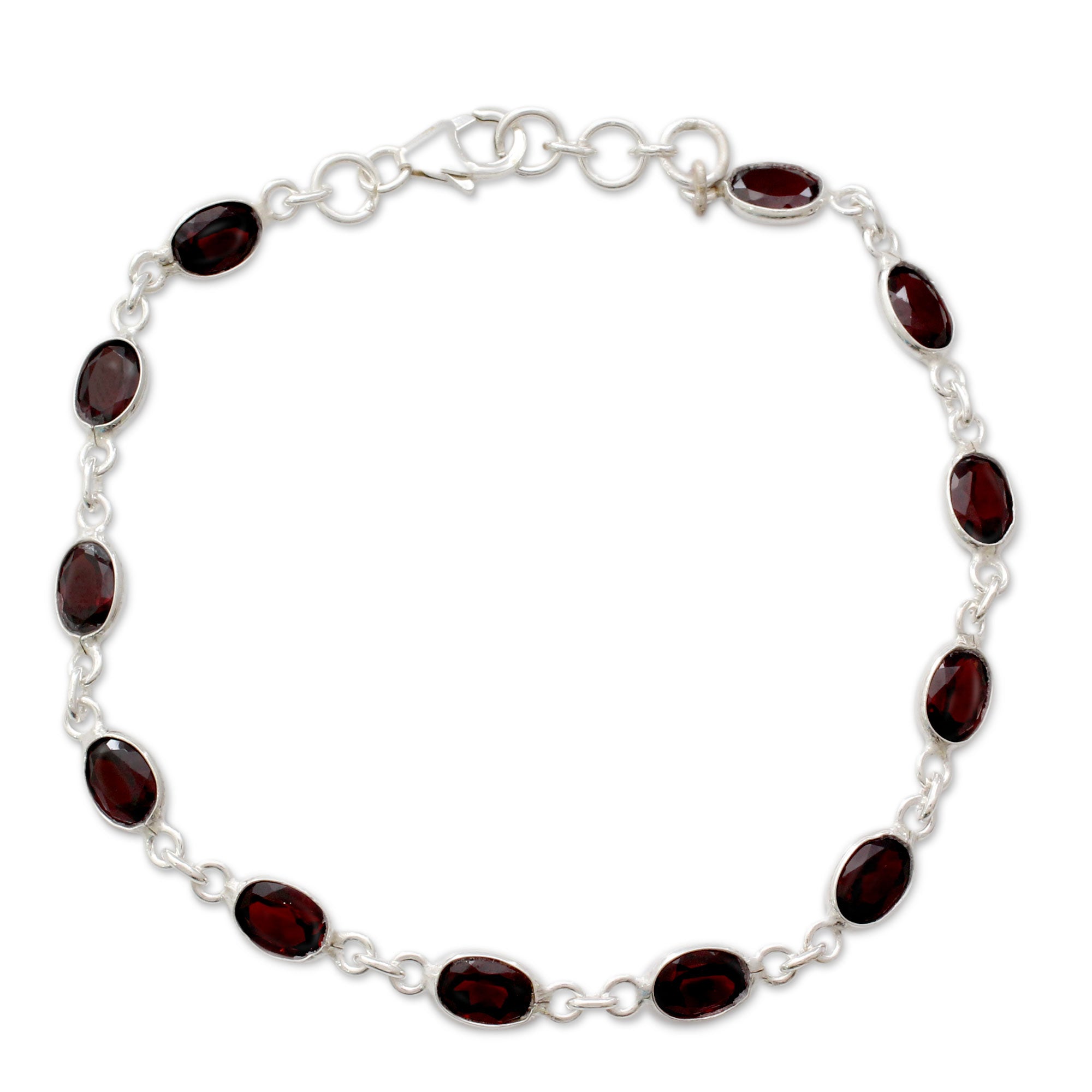 Premium Romantic Red Garnet Silver Tennis Bracelet - Ultimate Jewelry Gift