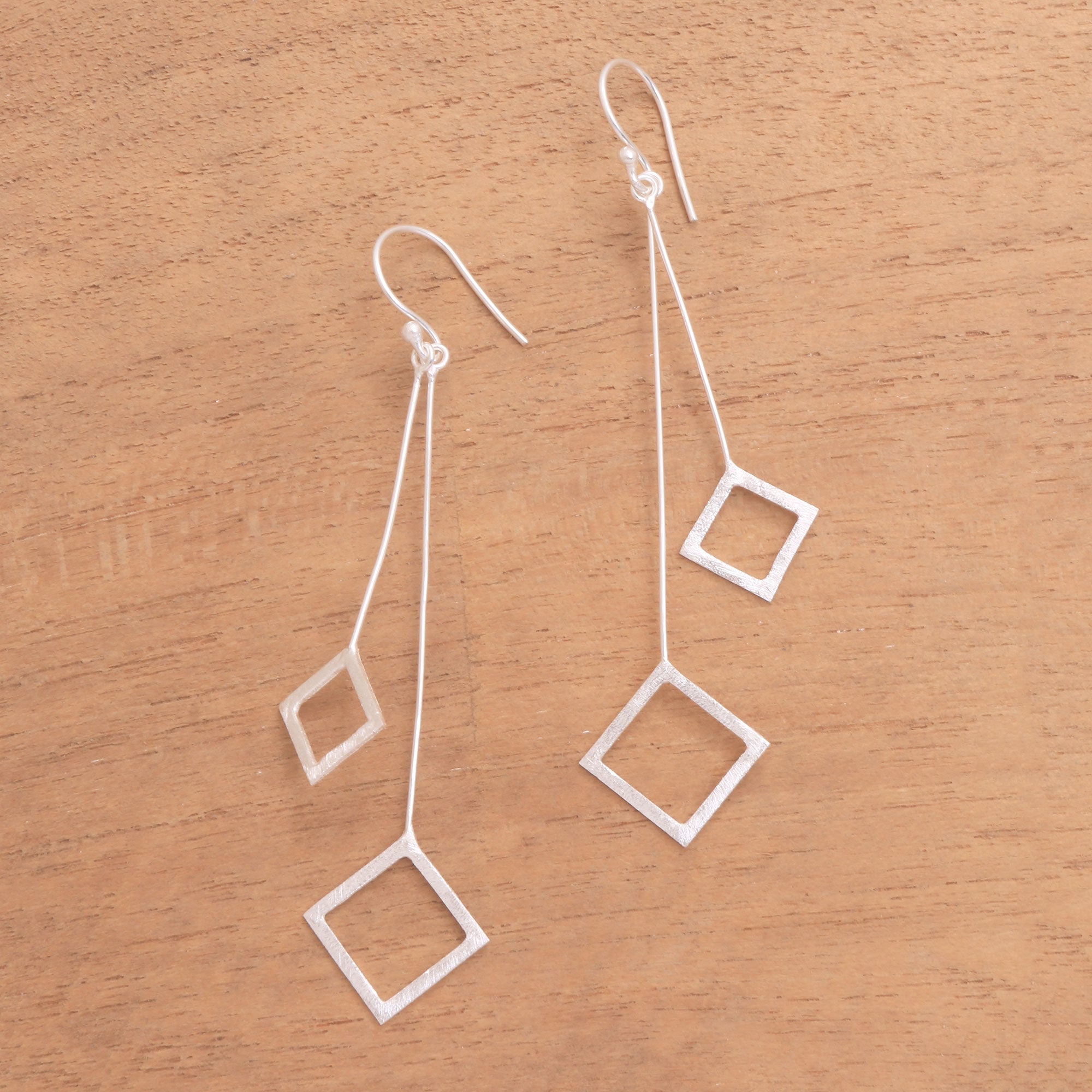 Premium Quantum Dangle Earrings - Geometric Sterling Silver Jewelry from Bali