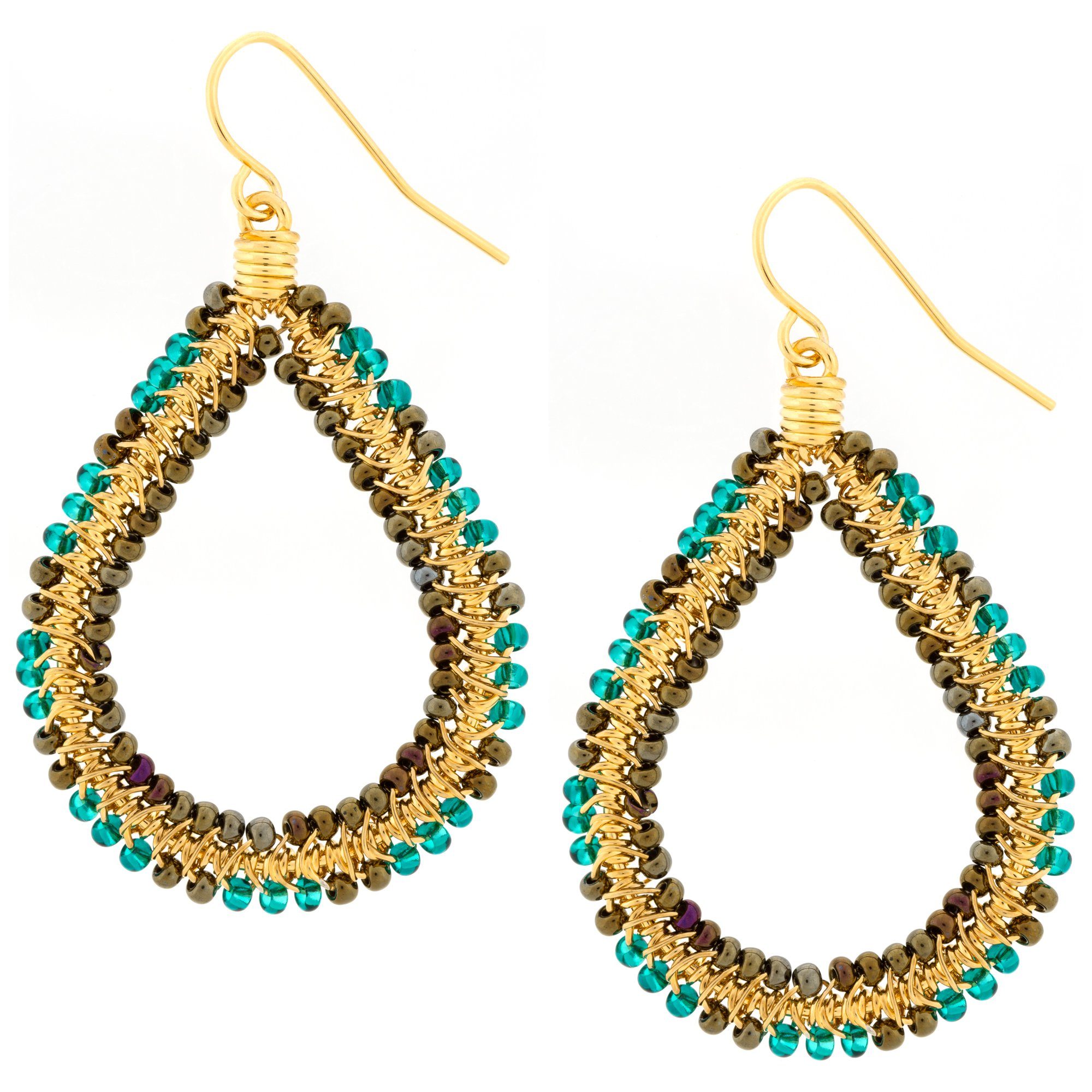 Premium Double Beaded Teardrop Earrings - Handmade Elegance