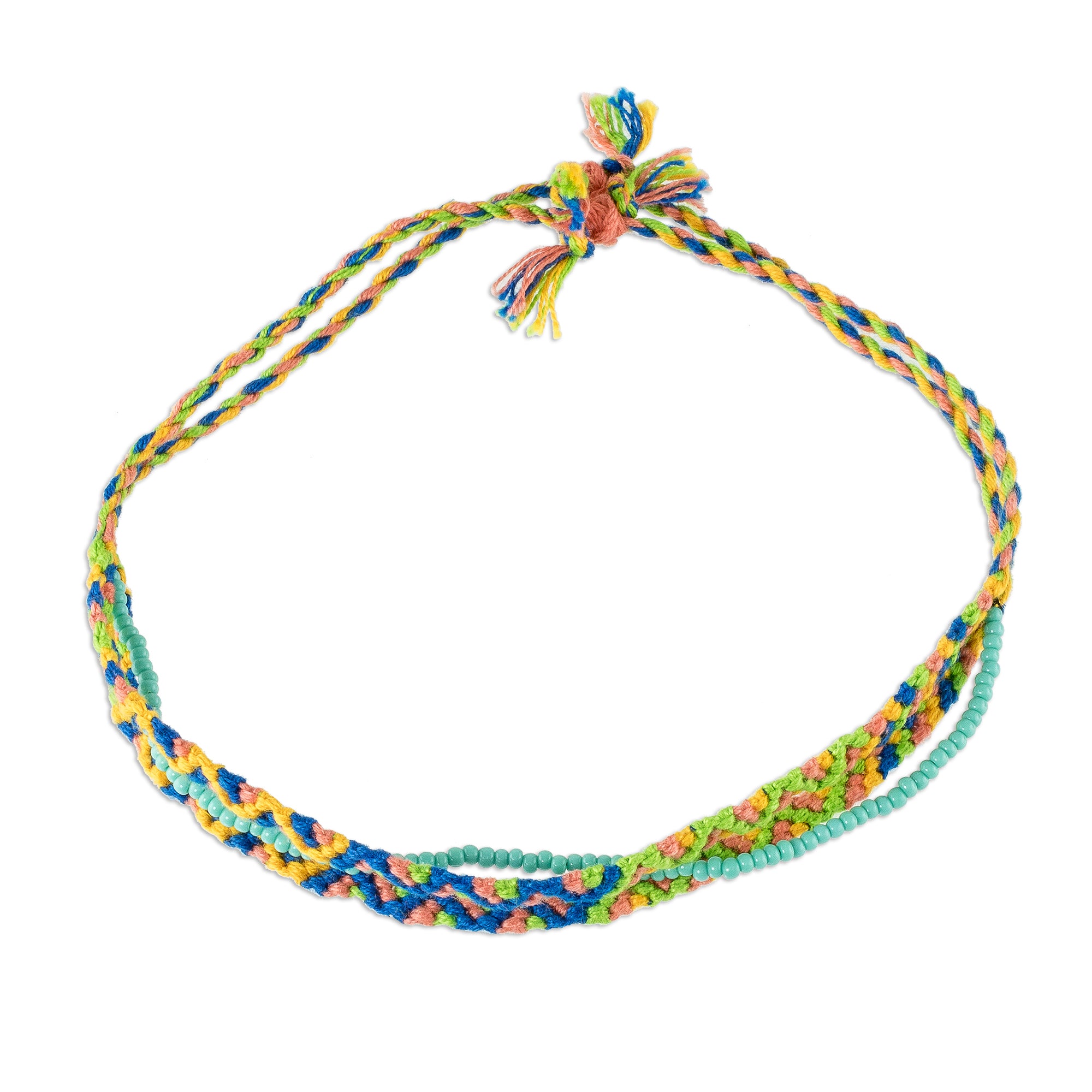 Premium Handcrafted Cotton Macrame Bracelet with Vibrant Spring Colors & Glass Beads