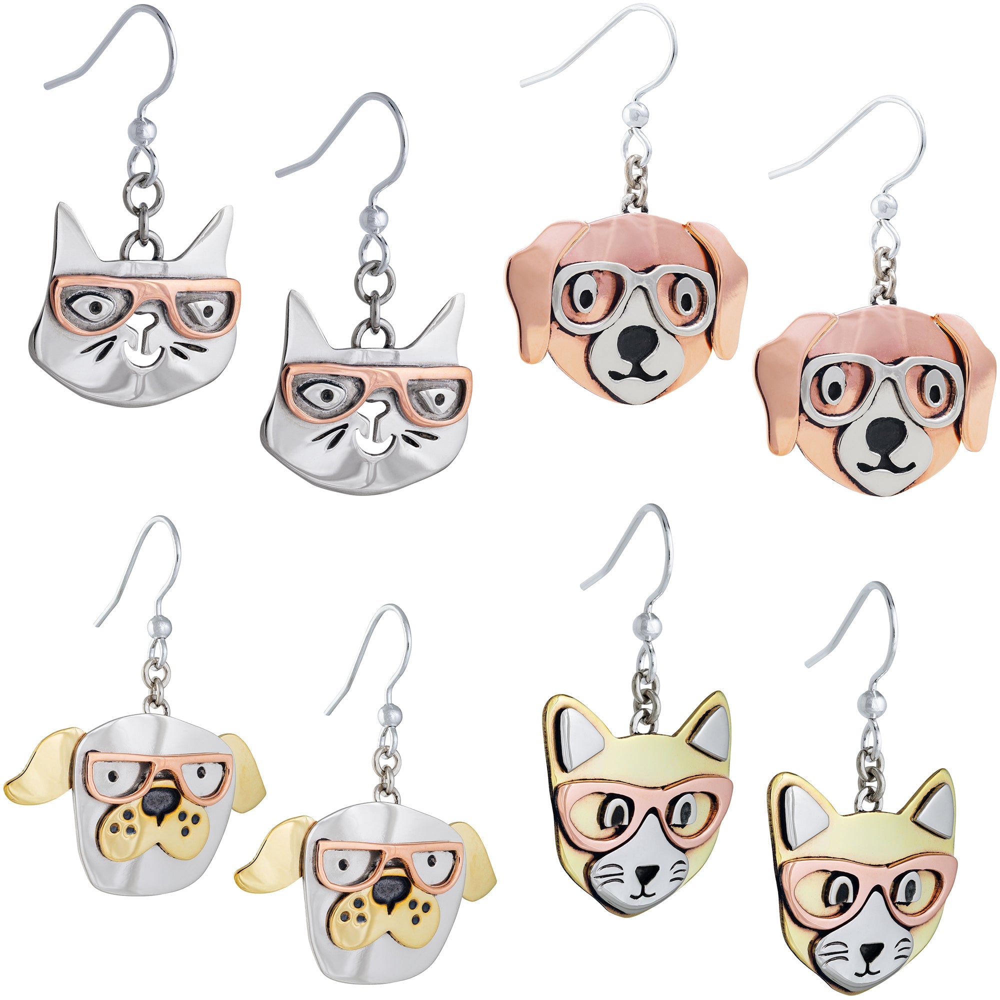 Premium Reading Pets Mixed Metal Dangle Earrings