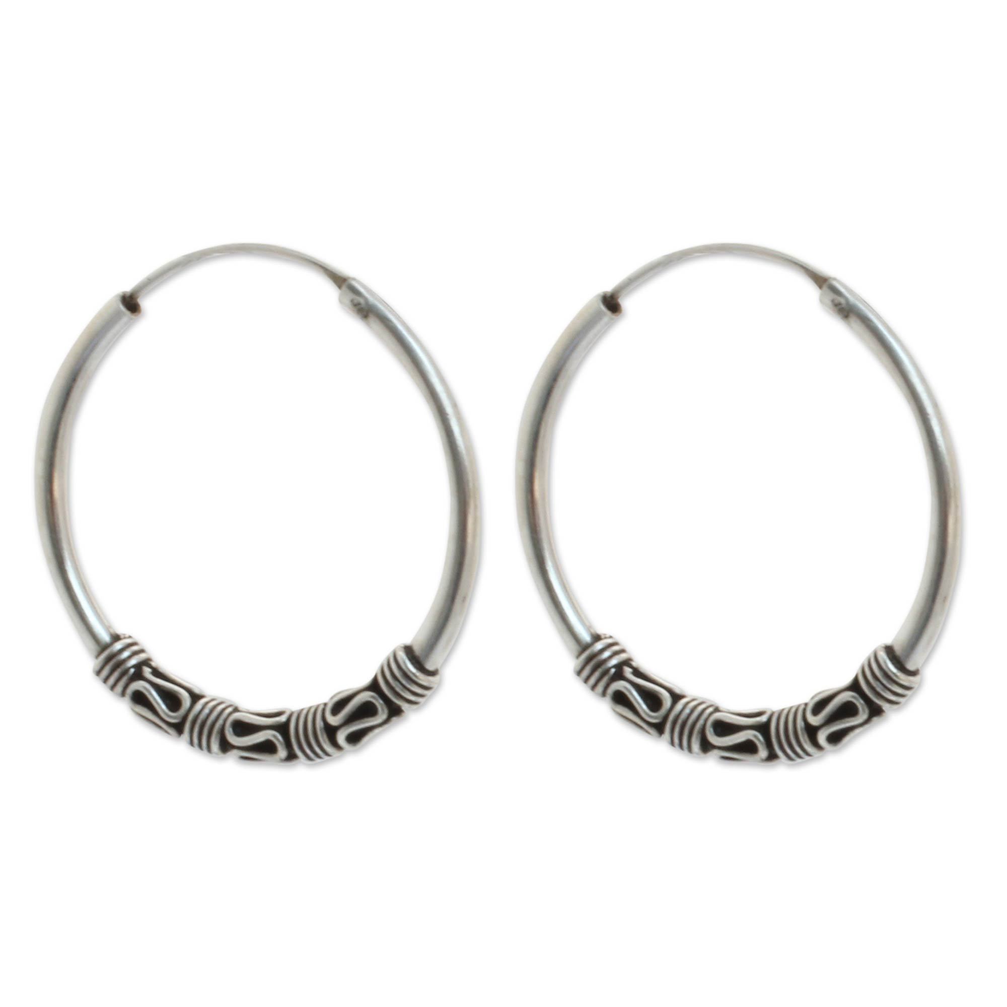 Premium Endless Hoop Sterling Silver Earrings - Modern Thai Craftsmanship