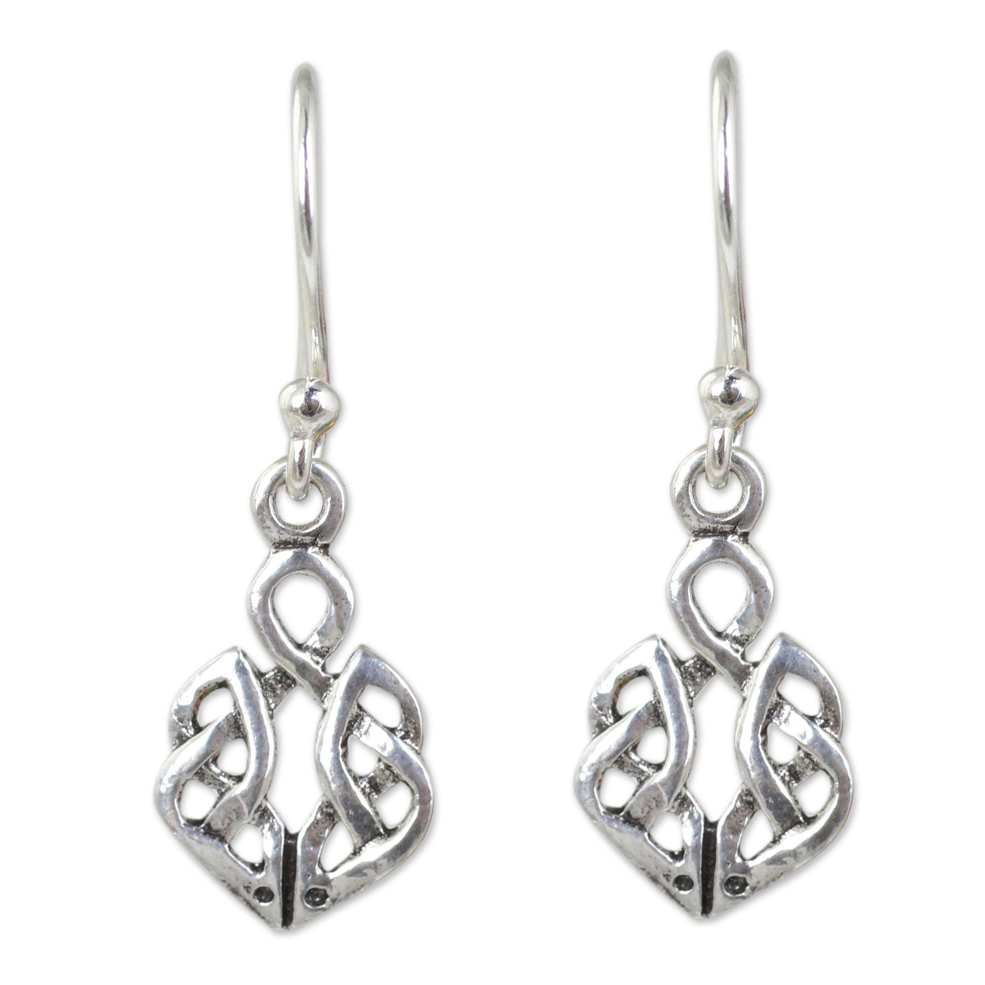 Premium Celtic Dara Knot Silver Dangle Earrings - Handcrafted Elegance