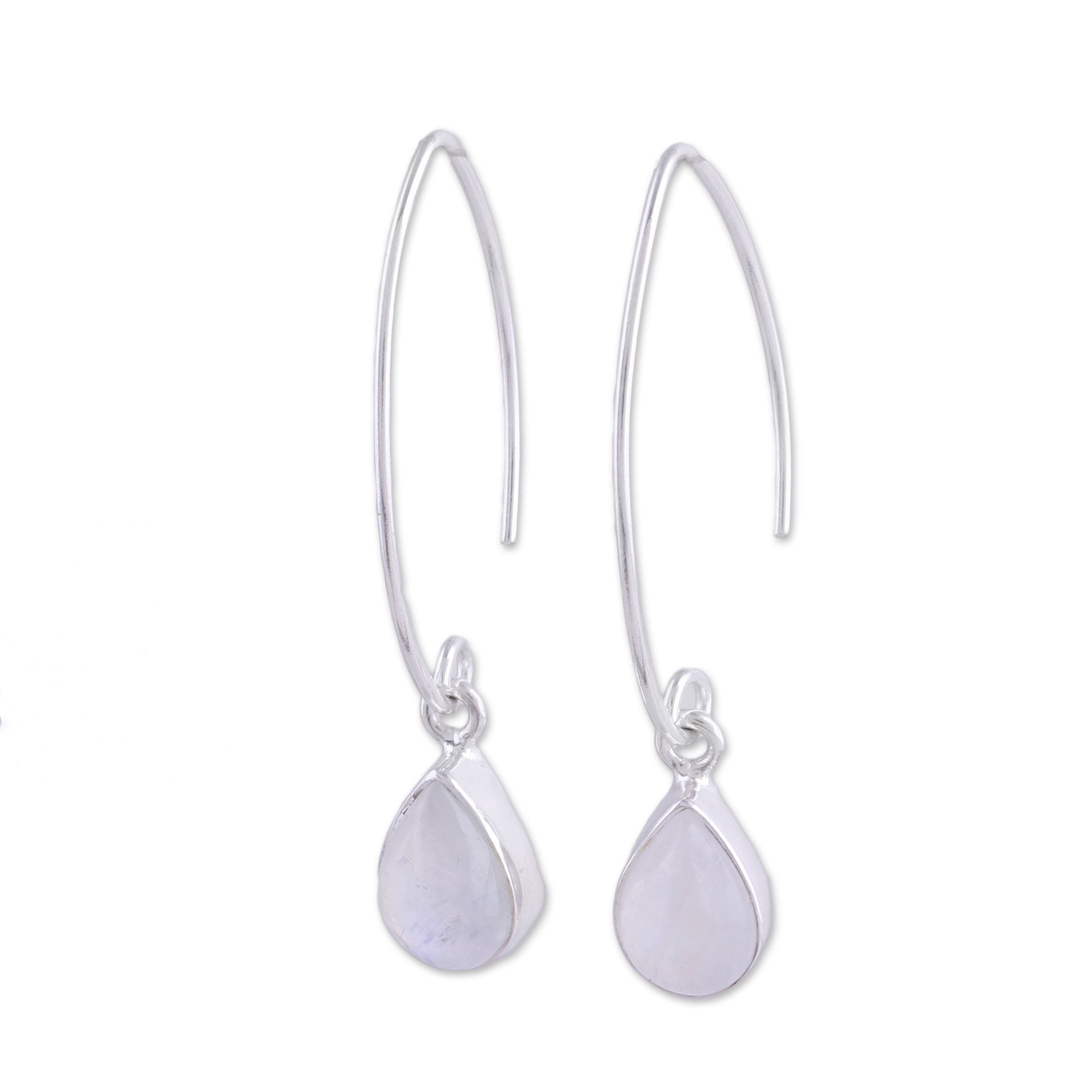 Premium Rainbow Moonstone Sterling Silver Earrings - Handcrafted Elegance