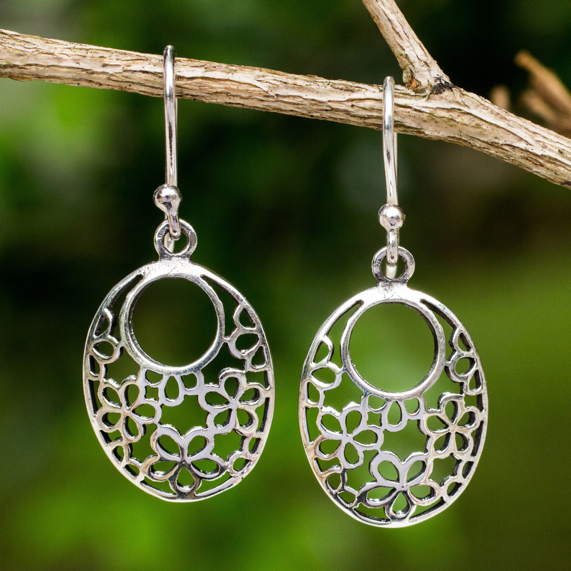 Premium Sterling Silver Blooming Trance Openwork Earrings - Handcrafted Elegance