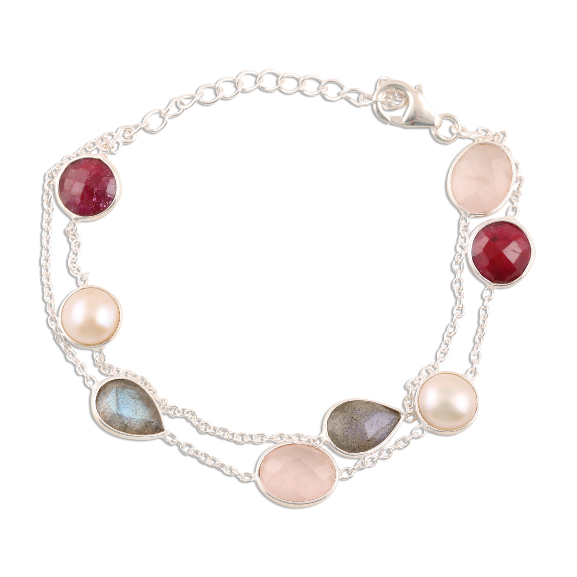 Premium Multi-Gemstone & Pearl Bracelet - Elegant Indian Design