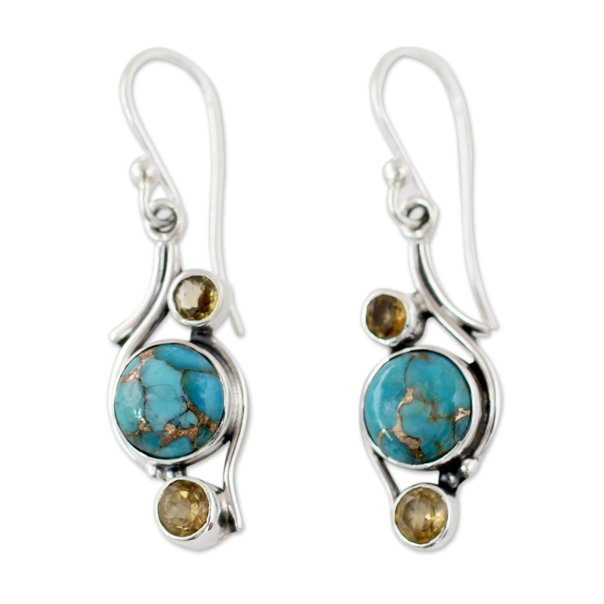 Premium Golden Sky Turquoise & Citrine Earrings