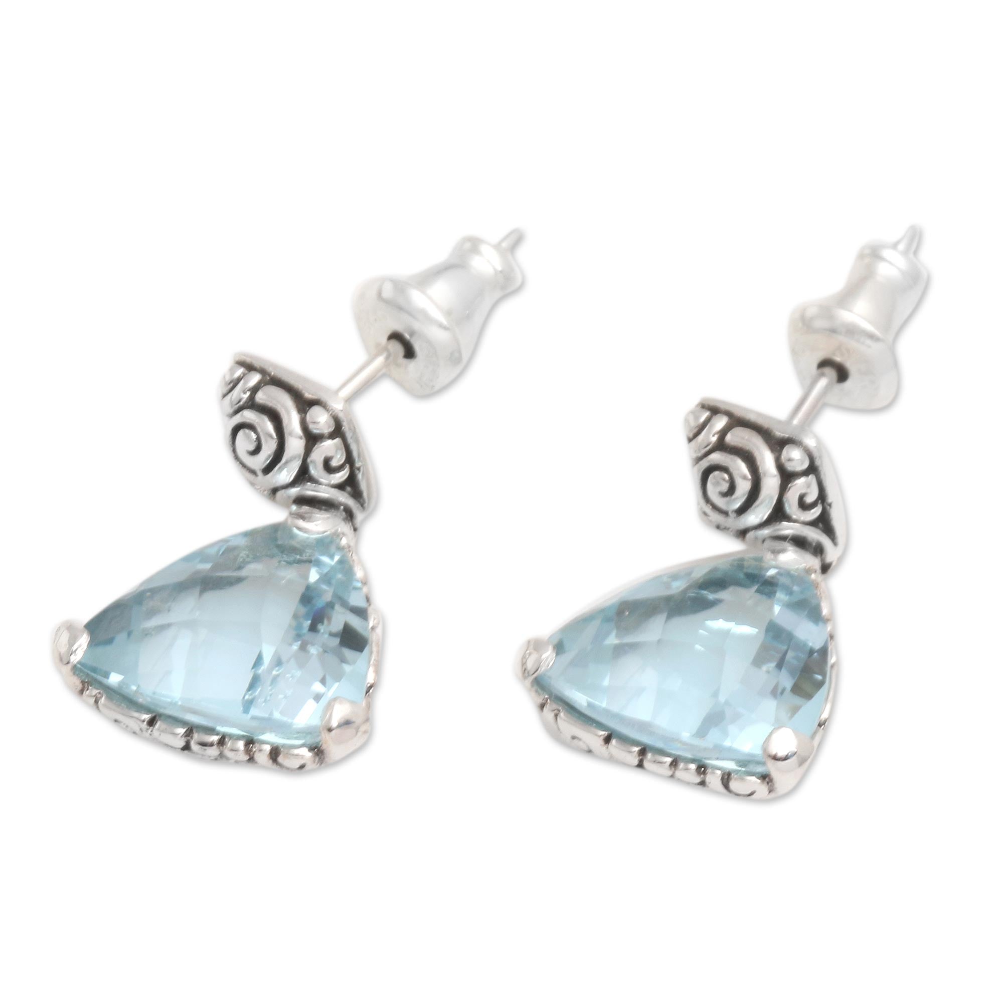 Premium Mystic Trinity Blue Topaz Sterling Silver Dangle Earrings - Upgrade Your Style