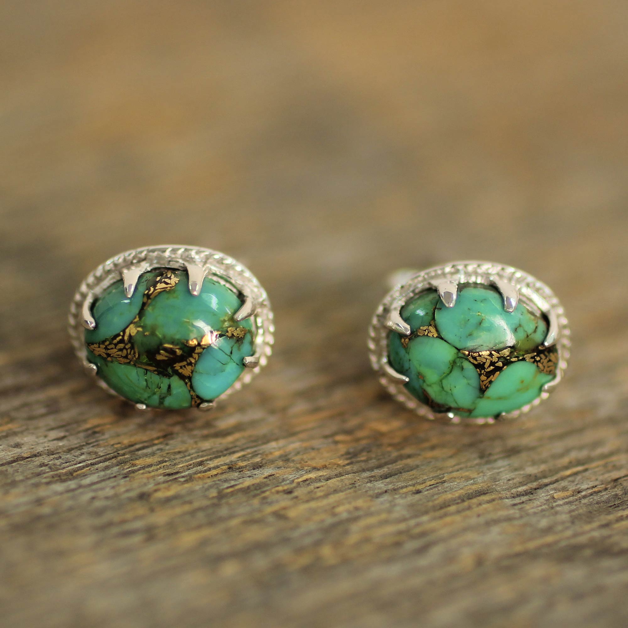 Premium Green Turquoise Silver Stud Earrings - Ultimate Elegance