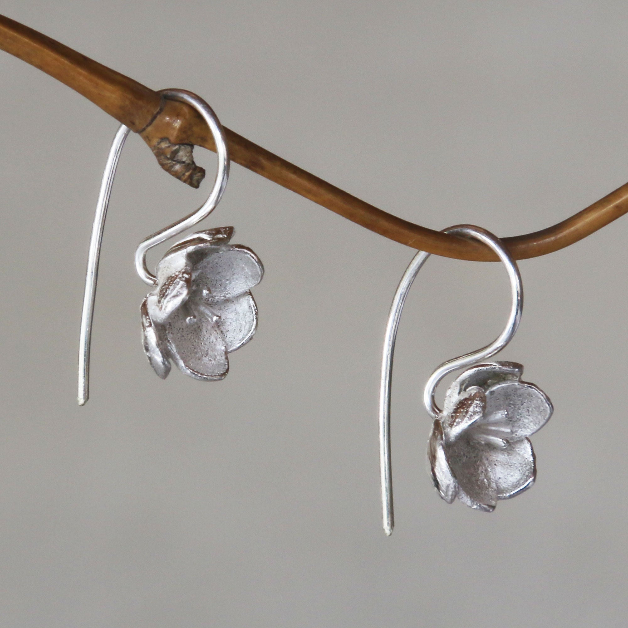 Premium Petite Camellia Earrings - Handcrafted Silver Blossoms