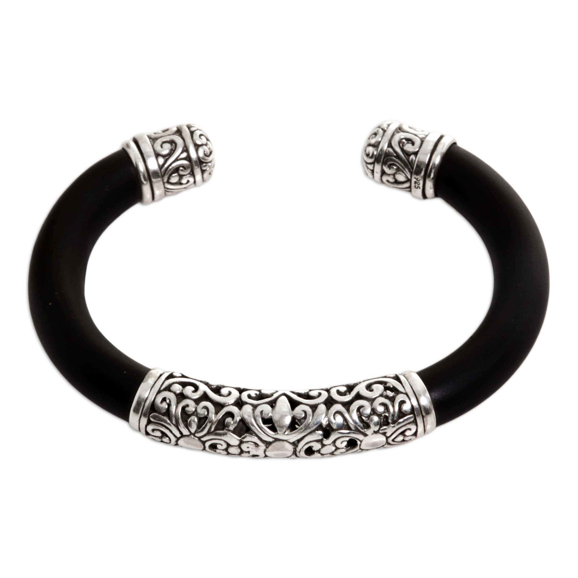 Premium Handcrafted Pearl & Silver Floral Bangle Bracelet