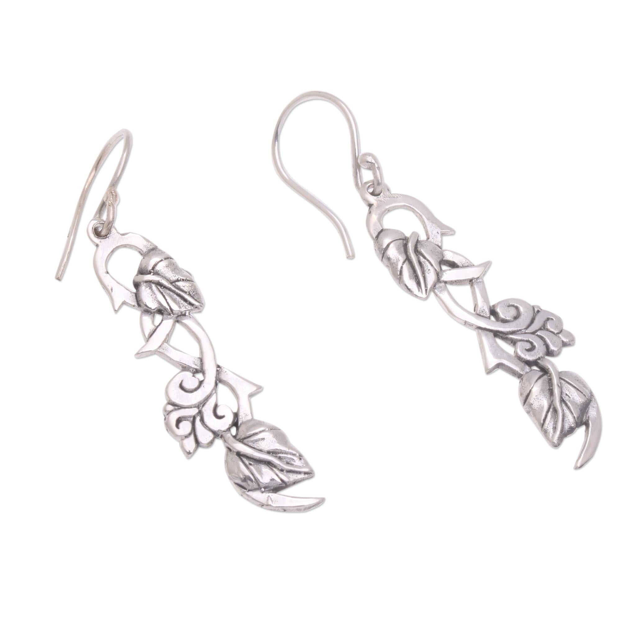 Premium Sterling Silver Leafy Hope Vine Dangle Earrings - Ultimate Grace