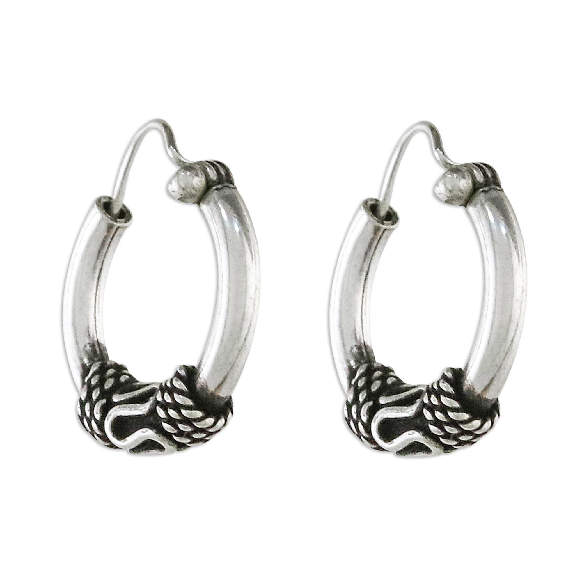 Premium Thai Flair Sterling Silver Hoop Earrings - Handcrafted Elegance from Thailand