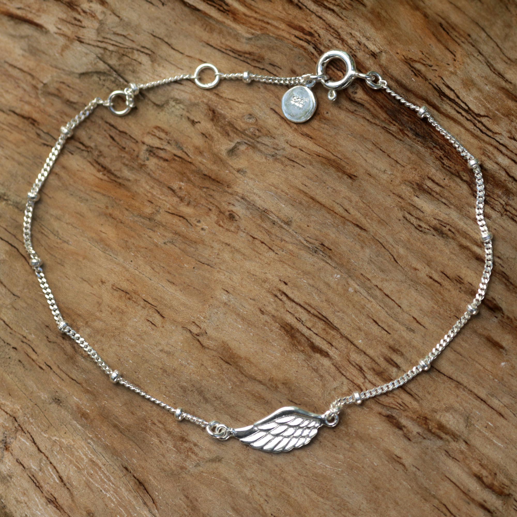 Premium One-Winged Angel Sterling Silver Bracelet - Handcrafted Elegance