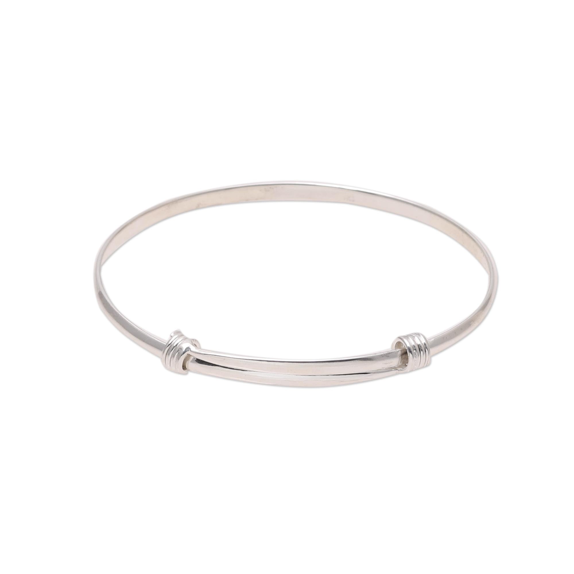 Premium Dual Elegance Sterling Silver Bangle Bracelet - Handcrafted in India