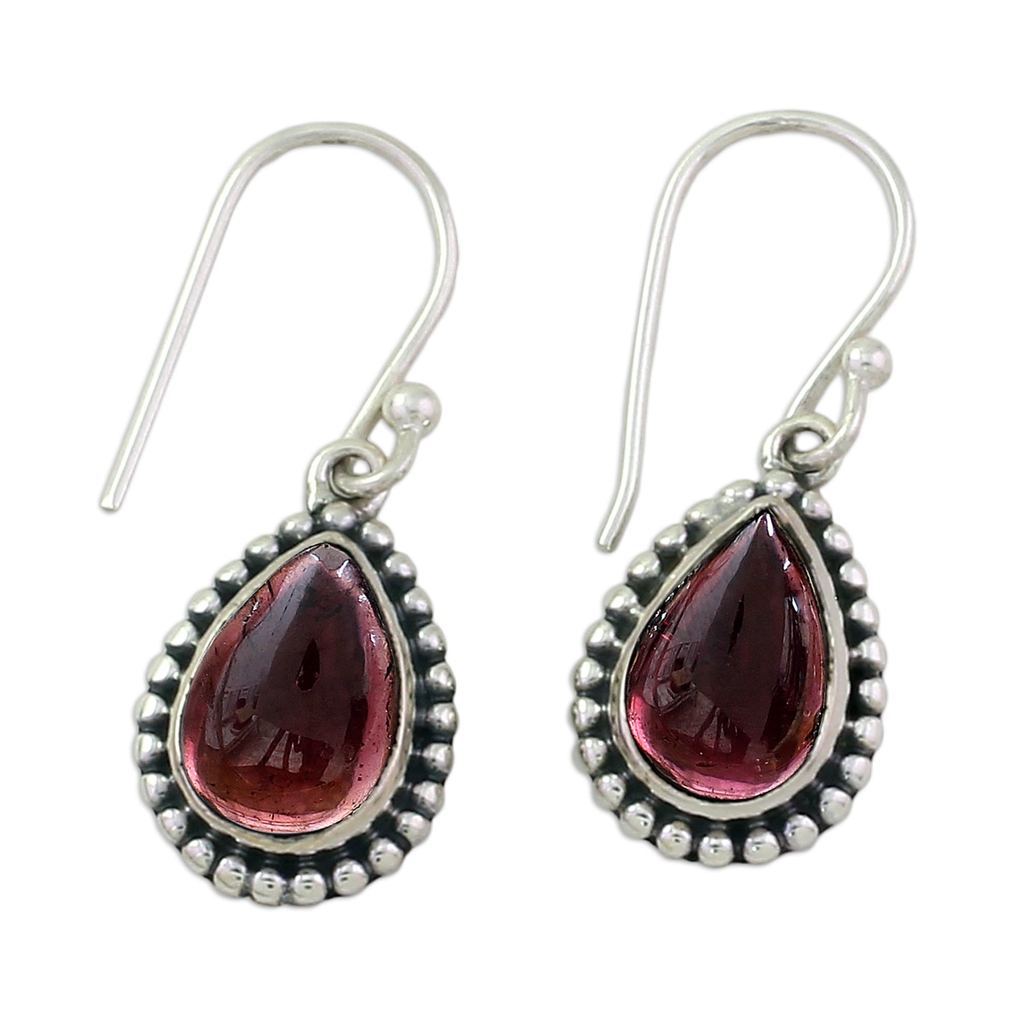 Premium Sterling Silver Garnet Drop Earrings - Radiant Dewdrops Collection